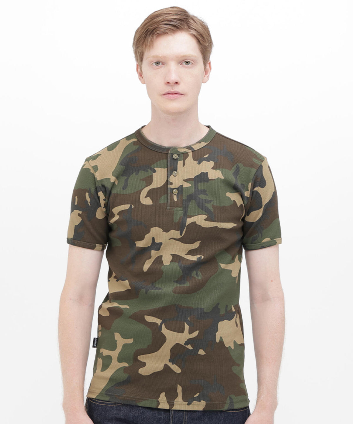 《DAILY/デイリー》RIB S/S HENLEY NECK T-SHIRT ”CAMOUFLAGE”