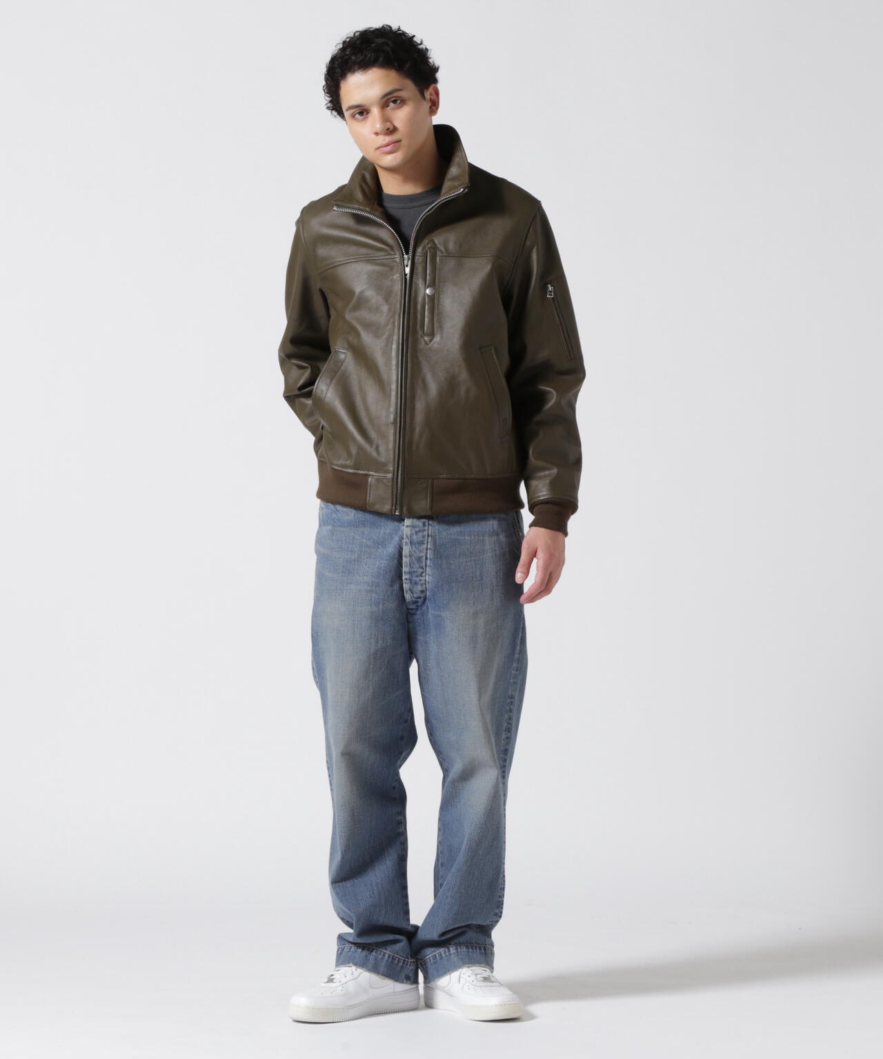 STAND LEATHER MA-1 MOD JACKET / スタンド レザー MA-1