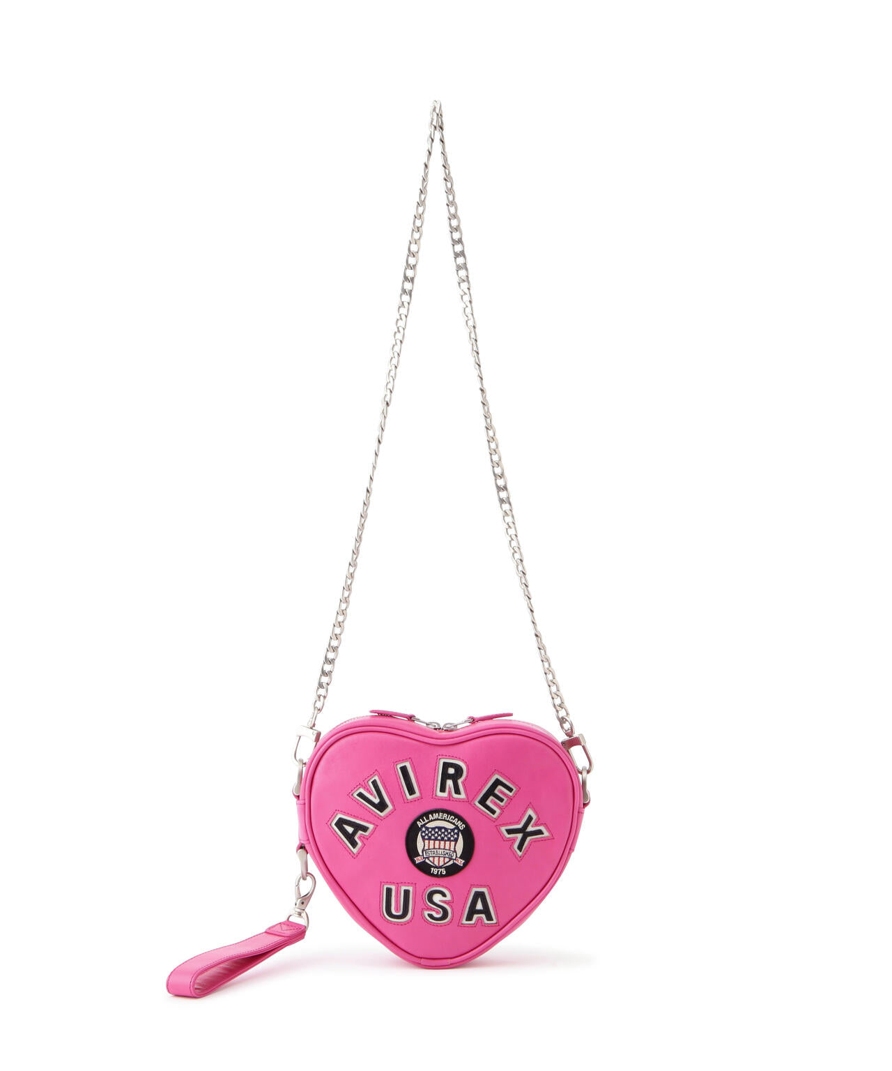 《直営店限定》VARSITY LEATHER HEART CHAIN BAG/バーシティーレザーハートチェーンバッグ