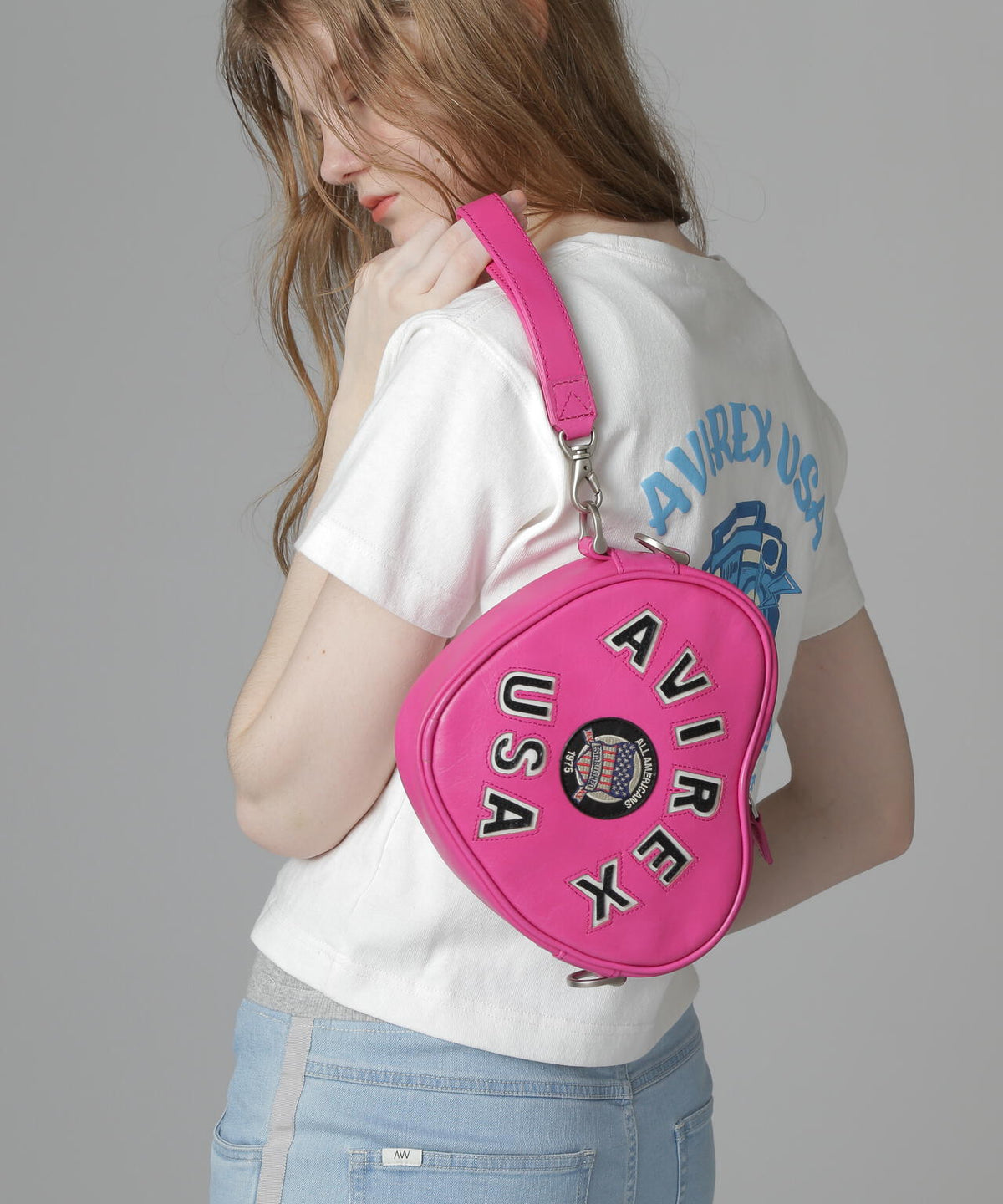 《直営店限定》VARSITY LEATHER HEART CHAIN BAG/バーシティーレザーハートチェーンバッグ