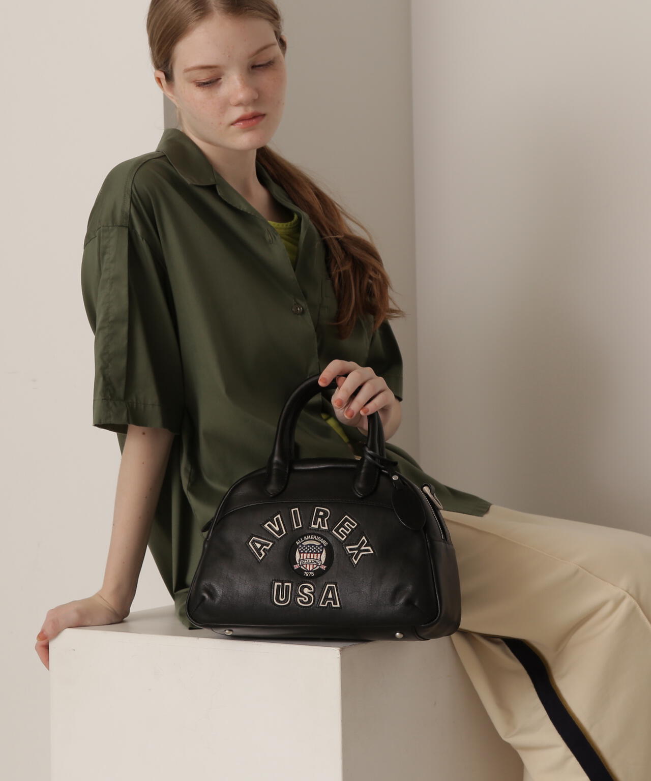 VARSITY LEATHER MINI-BOSTON BAG / AVX5625