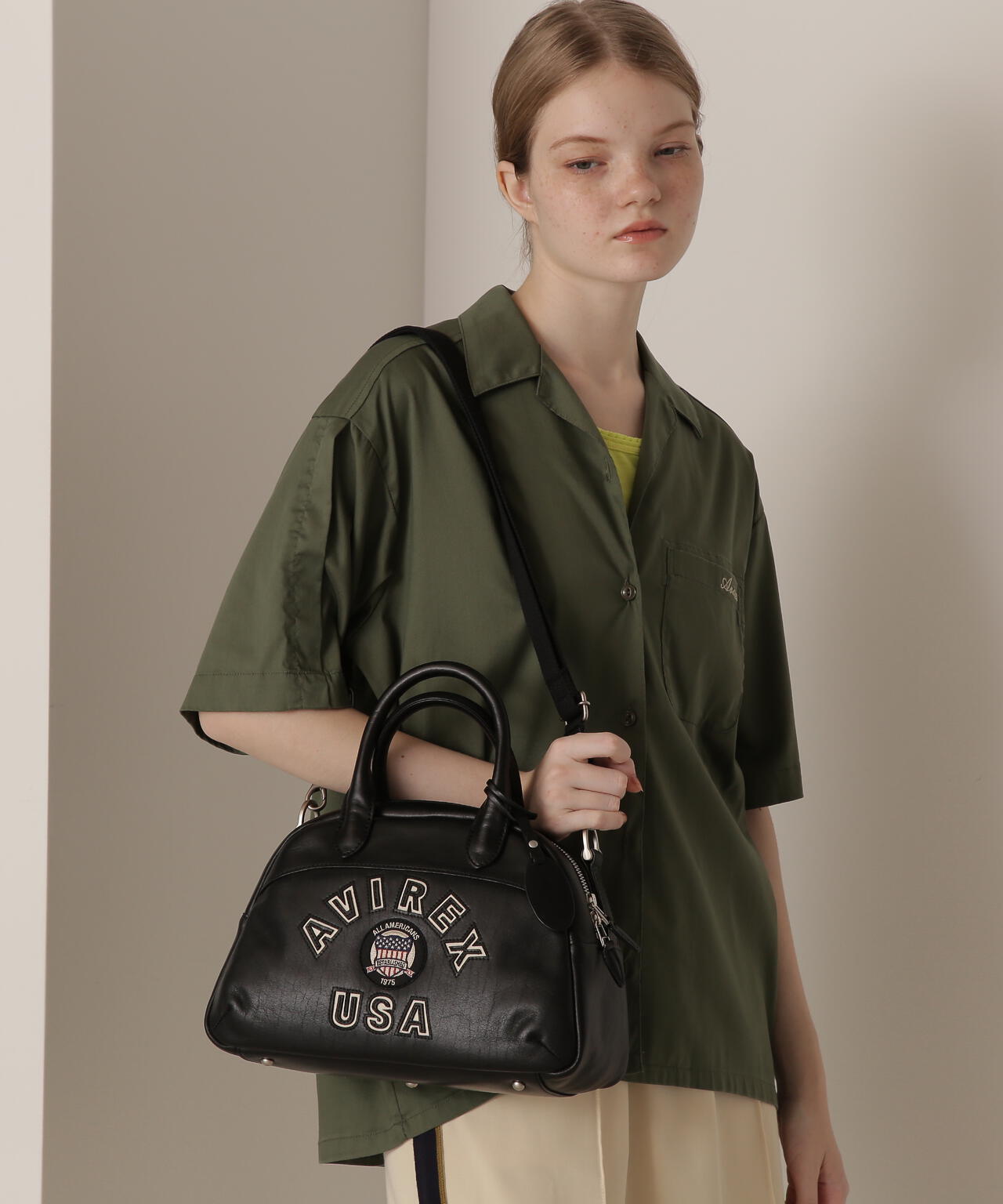 VARSITY LEATHER MINI-BOSTON BAG / AVX5625