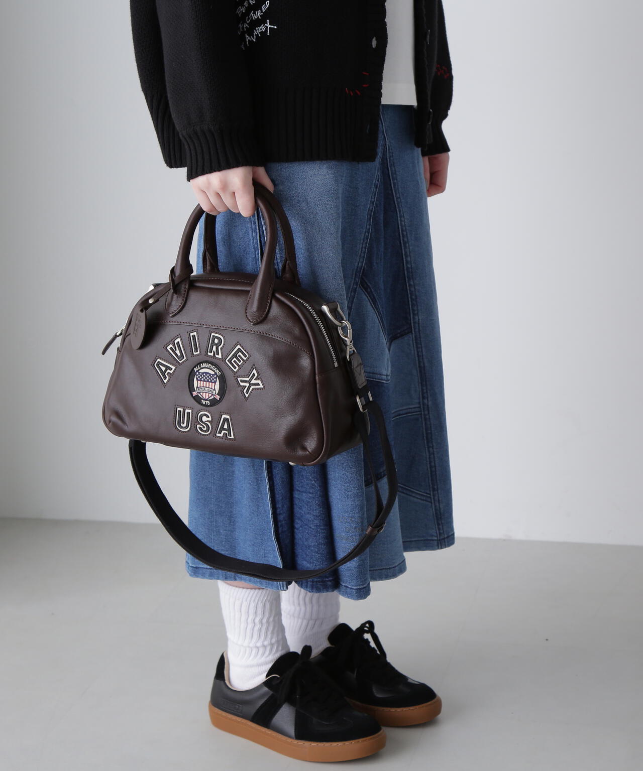 VARSITY LEATHER MINI-BOSTON BAG / AVX5625