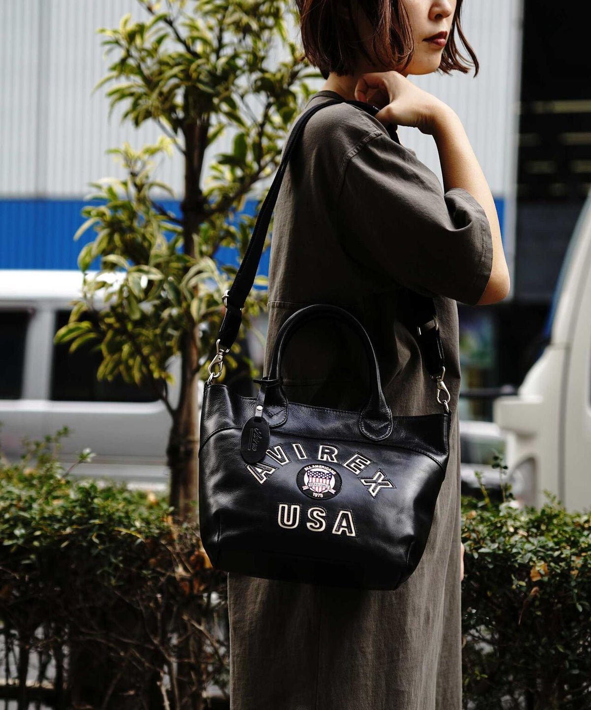 VARSITY LEATHER MINI TOTE BAG / AVX5626
