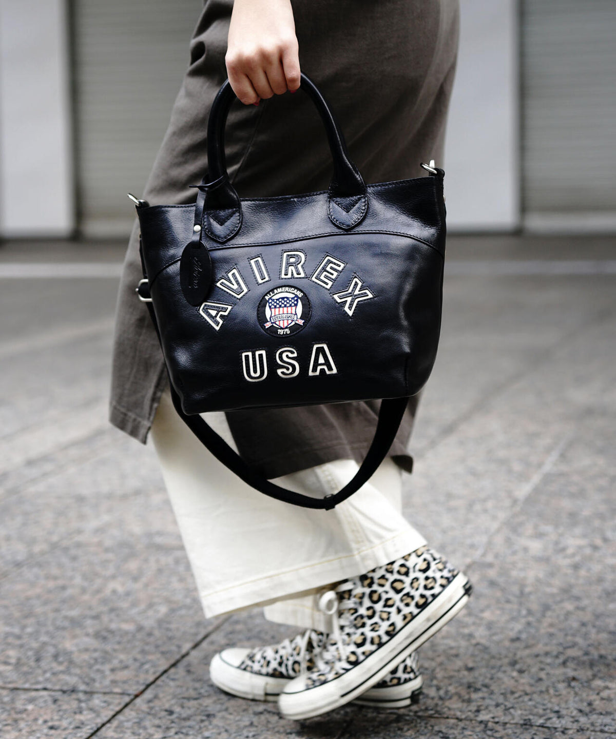 VARSITY LEATHER MINI TOTE BAG / AVX5626
