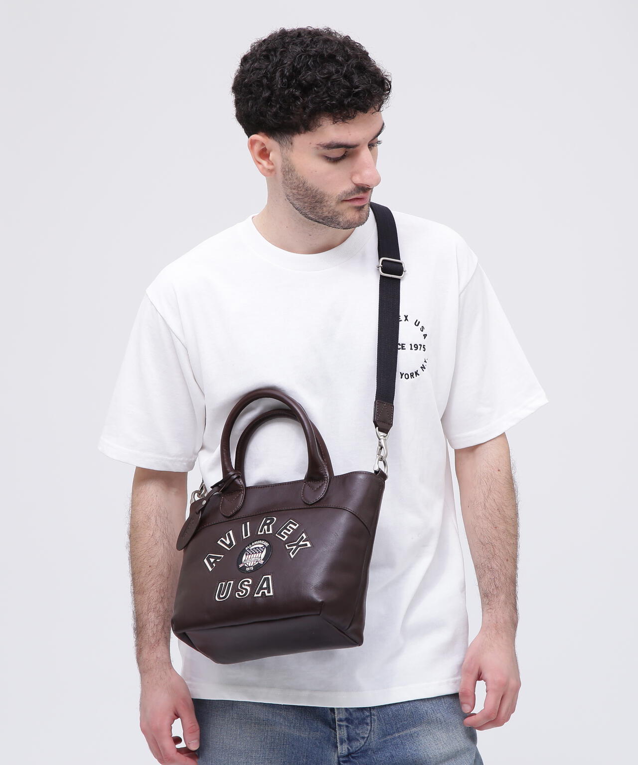 《直営店限定》VARSITY LEATHER MINI TOTE BAG / AVX5626