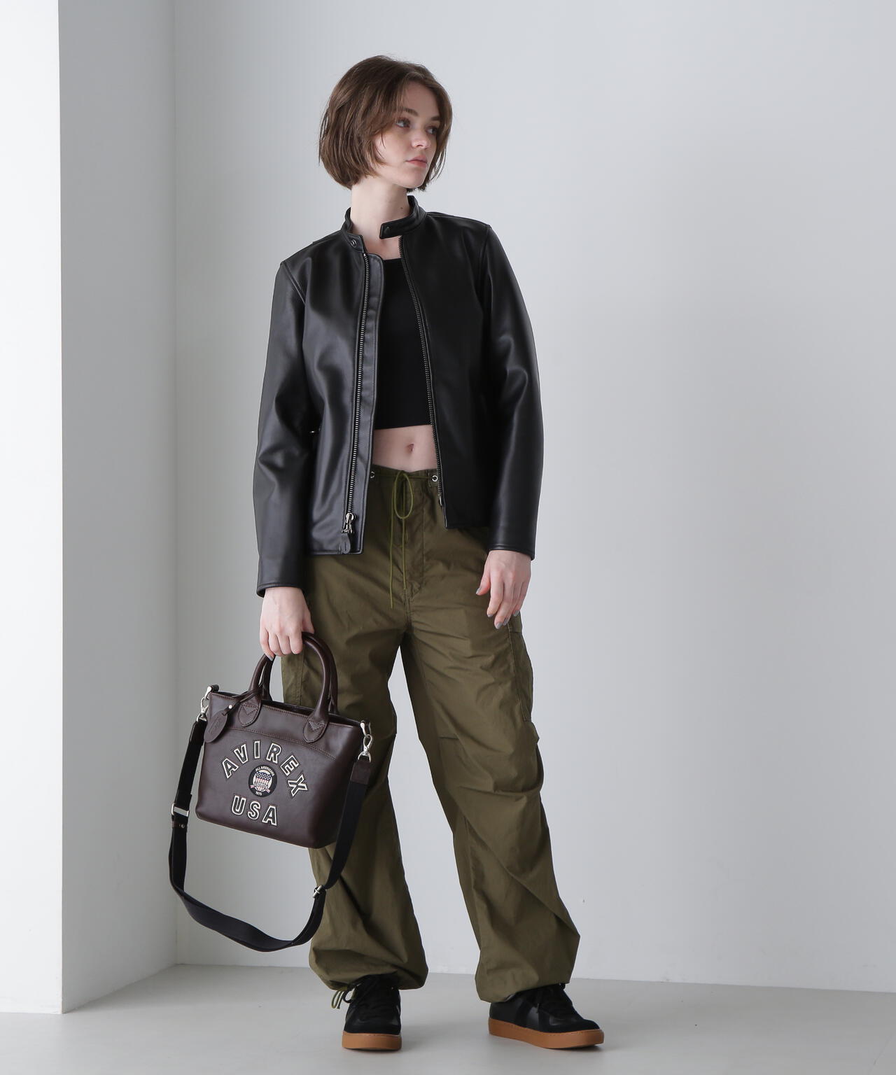 《直営店限定》VARSITY LEATHER MINI TOTE BAG / AVX5626