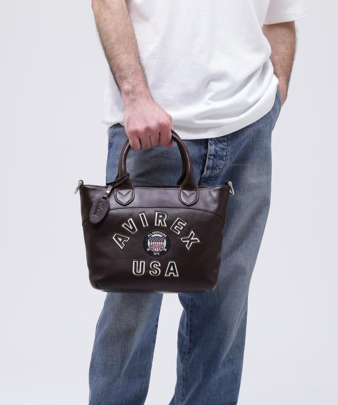 VARSITY LEATHER MINI TOTE BAG / AVX5626