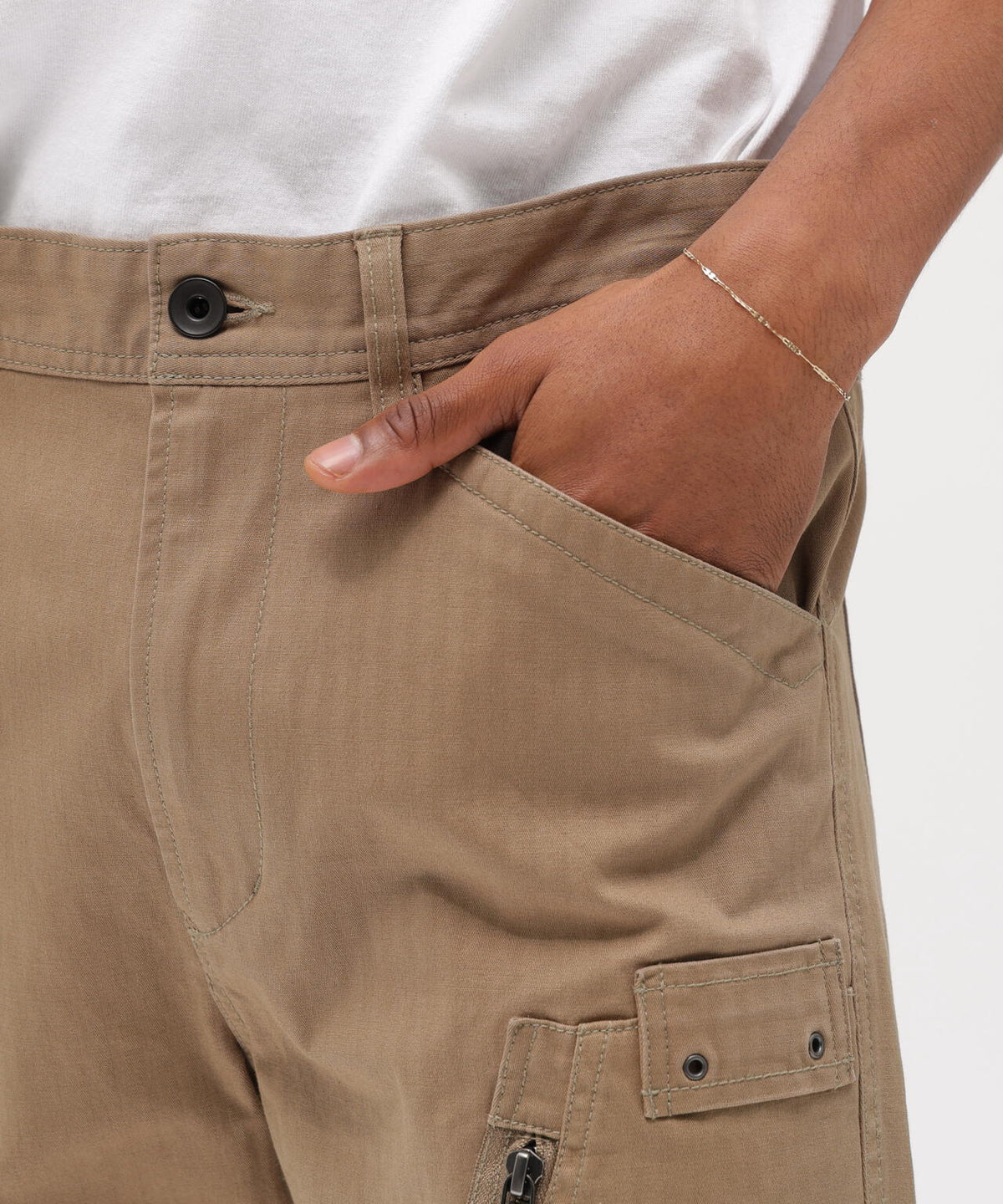 STRETCH HERRINGBONE CARGO PANTS