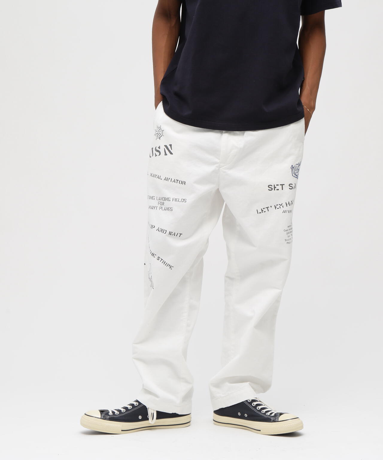 AGED LOOK STENCIL CHINO PANTS