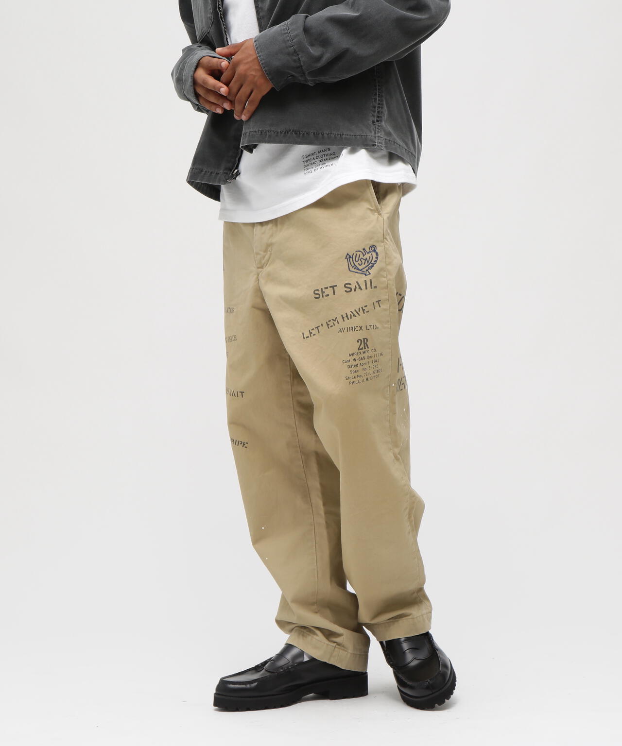AGED LOOK STENCIL CHINO PANTS