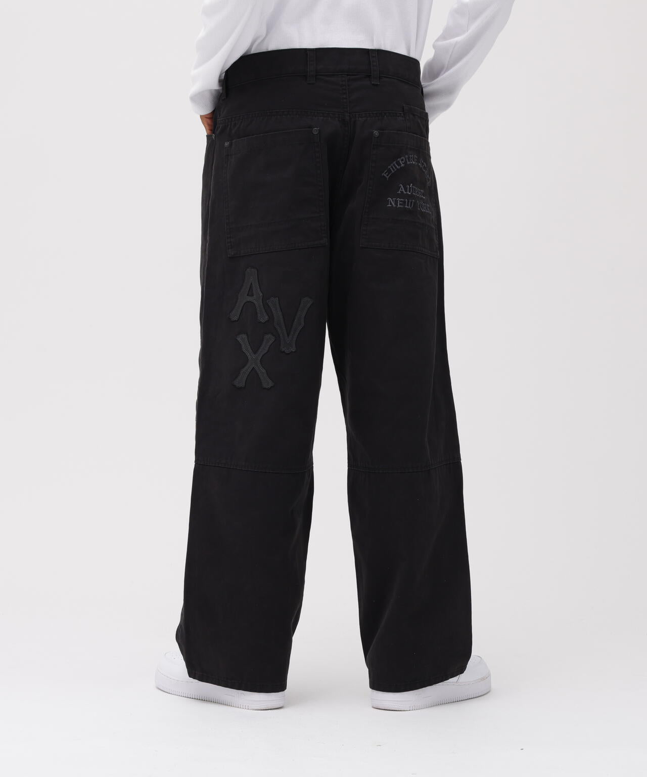 LEATHER PATCH DUCK DOUBLE KNEE PANTS