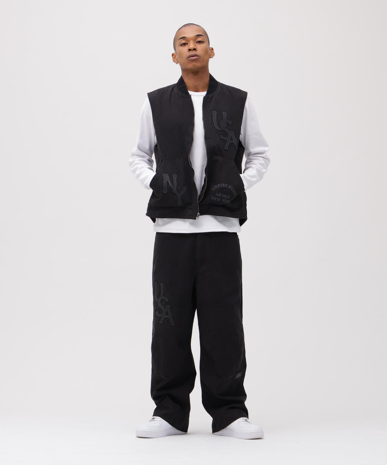 LEATHER PATCH DUCK DOUBLE KNEE PANTS