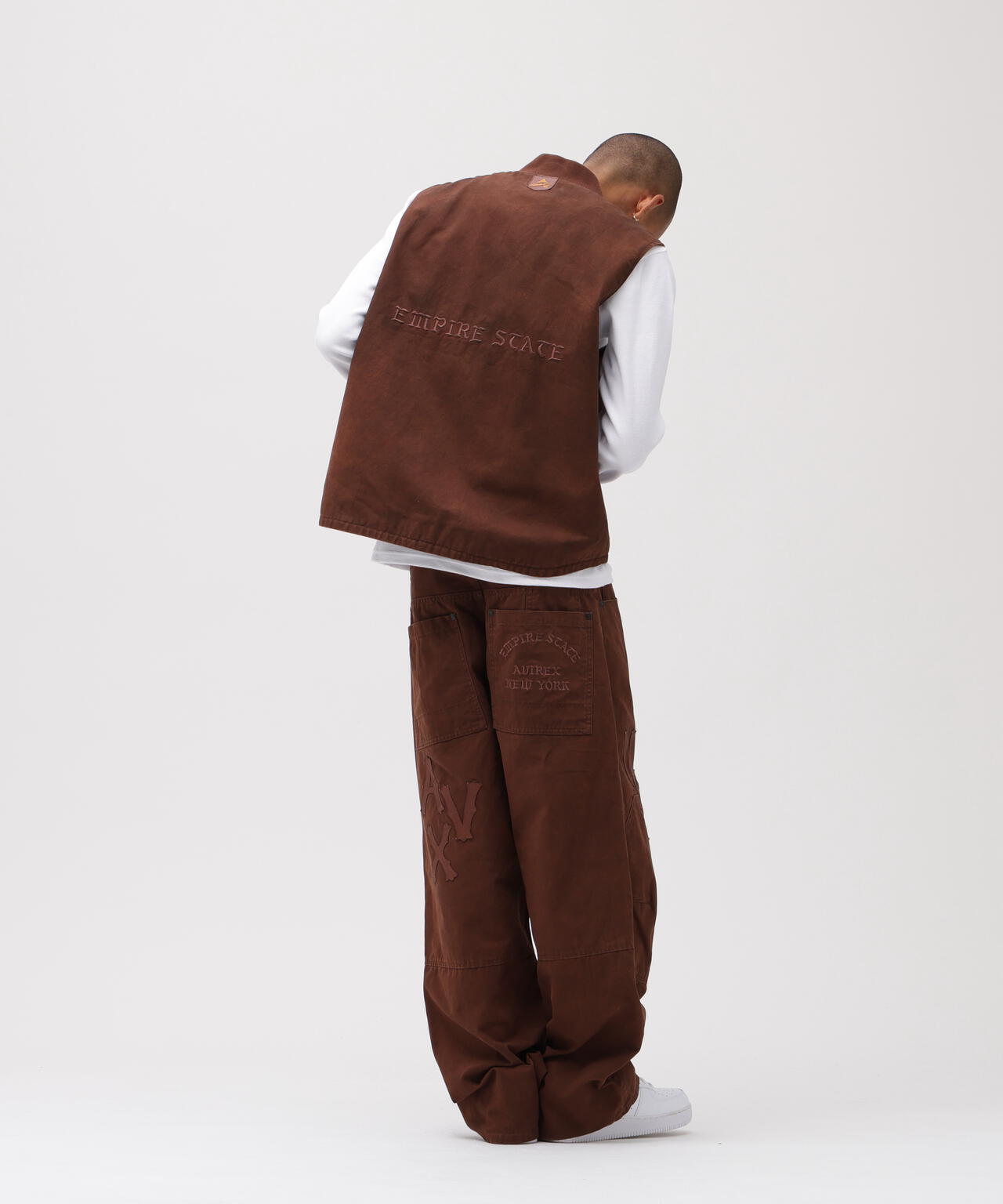 LEATHER PATCH DUCK DOUBLE KNEE PANTS