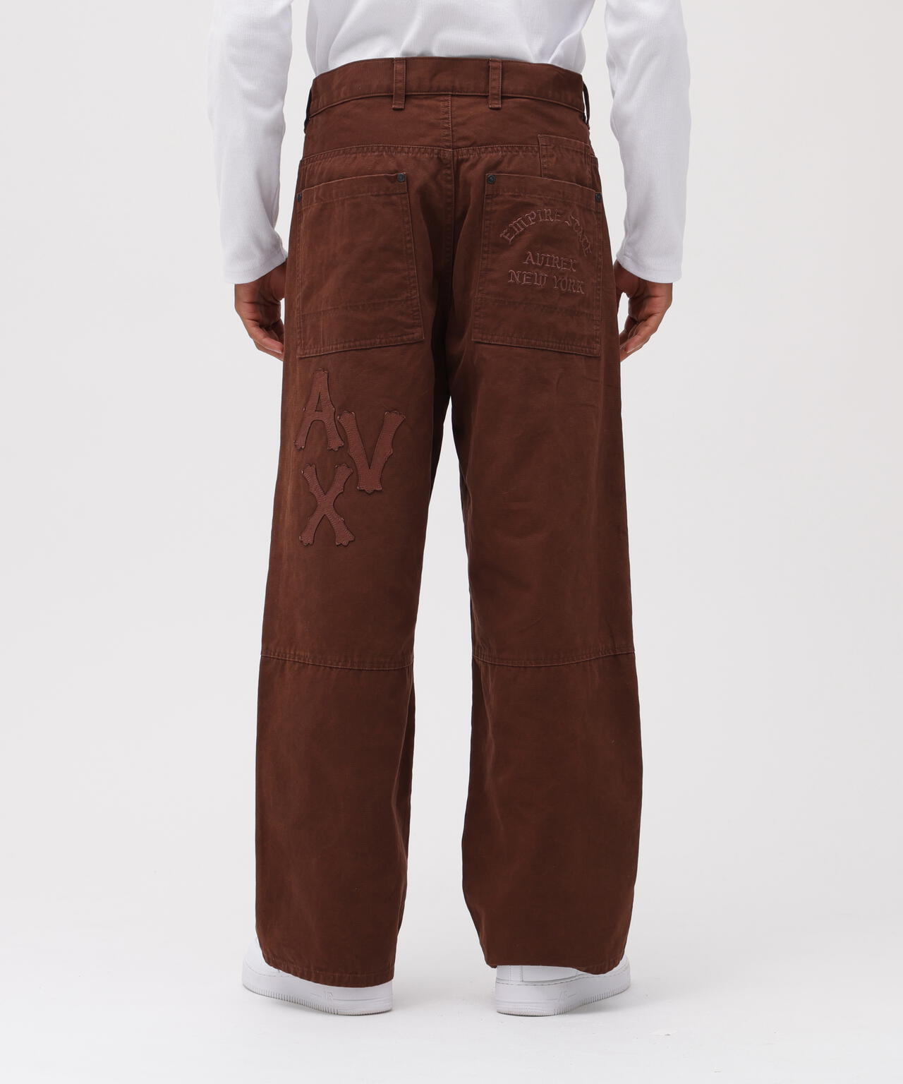 LEATHER PATCH DUCK DOUBLE KNEE PANTS