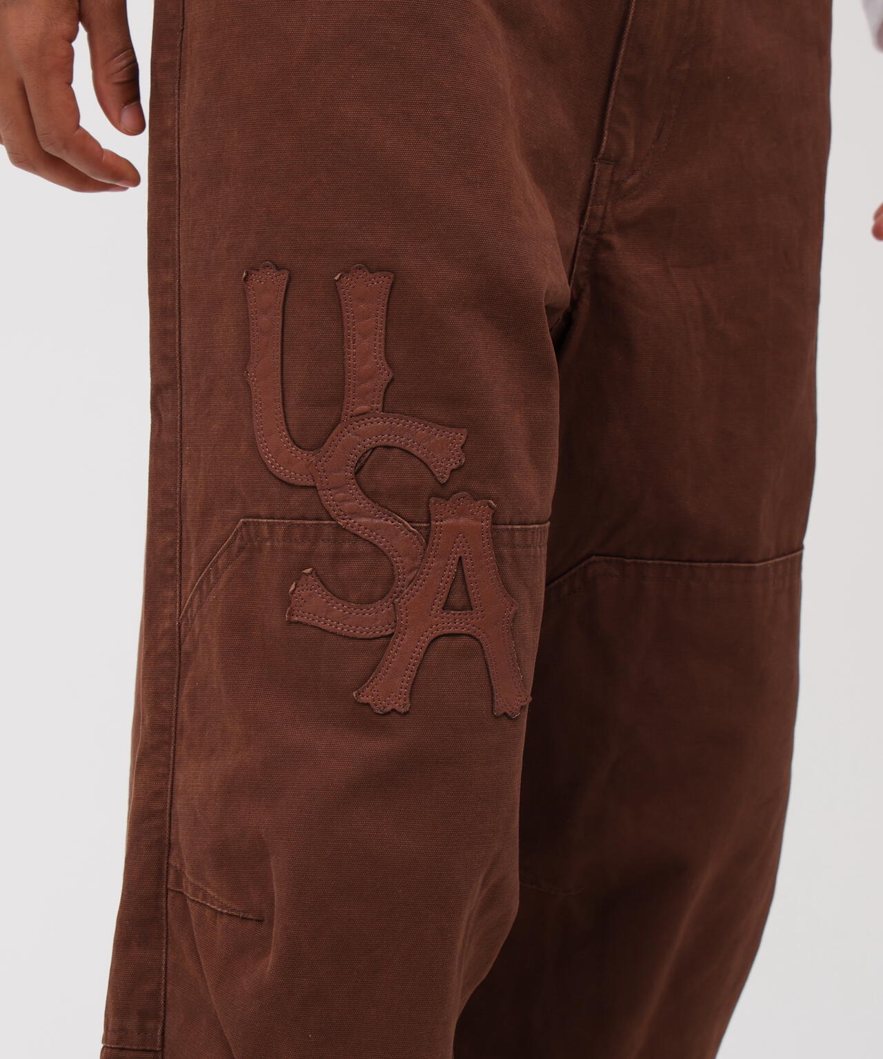 LEATHER PATCH DUCK DOUBLE KNEE PANTS