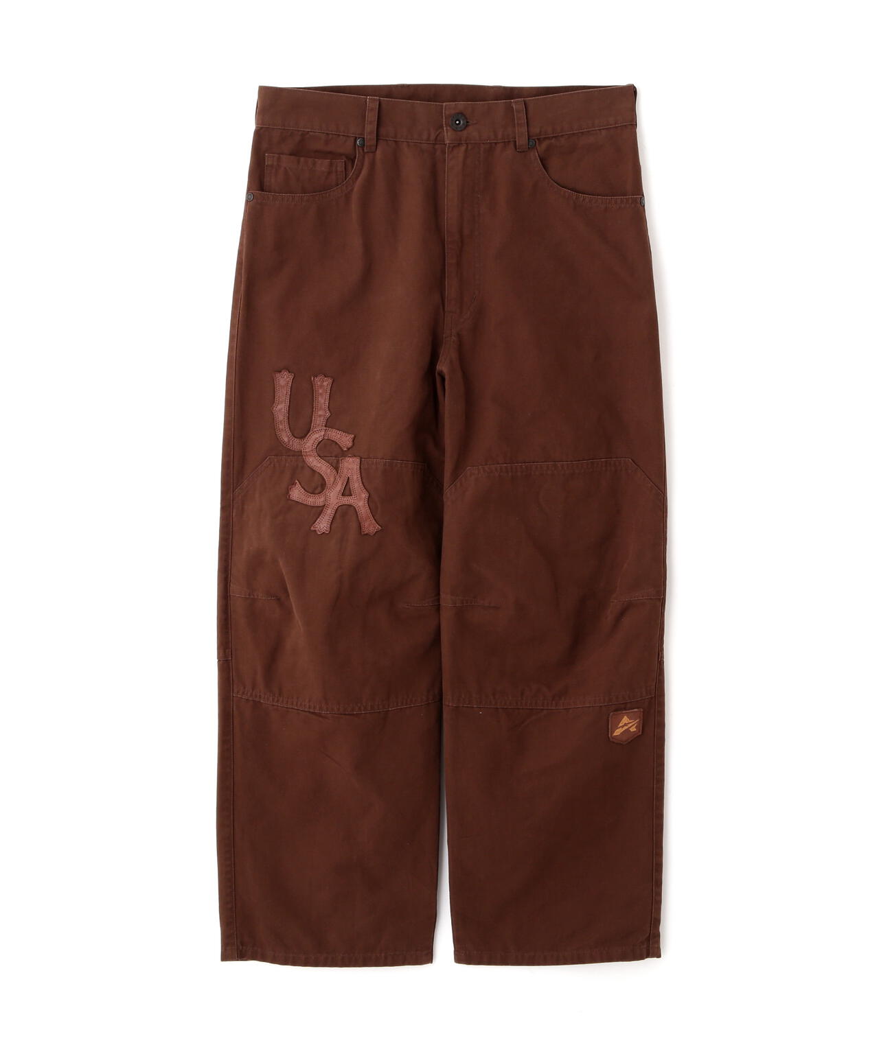 LEATHER PATCH DUCK DOUBLE KNEE PANTS