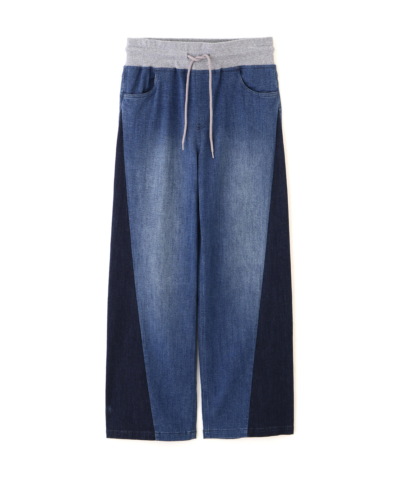 WAIST RIB COLOR BLOCKED DENIM PANTS