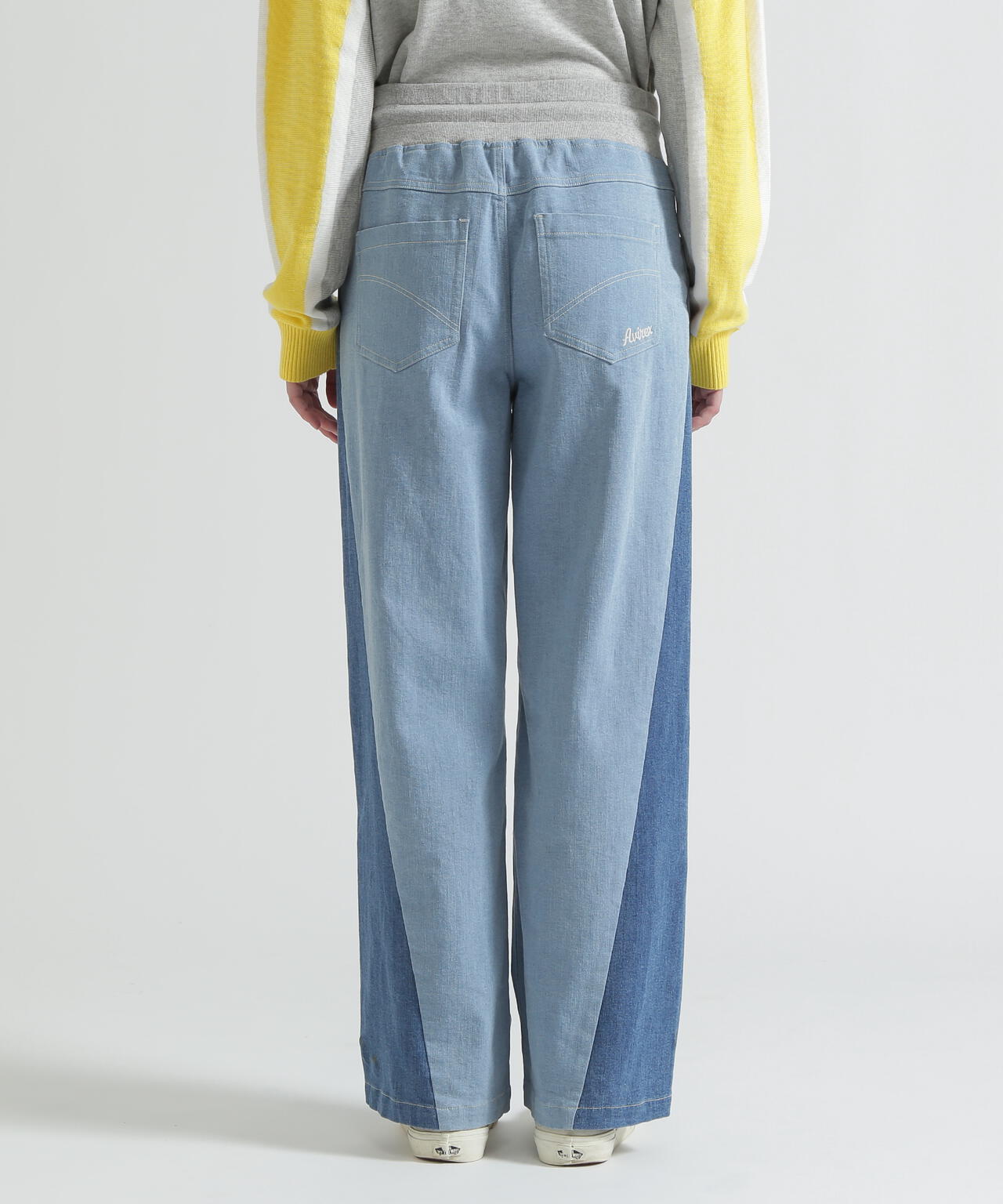 WAIST RIB COLOR BLOCKED DENIM PANTS