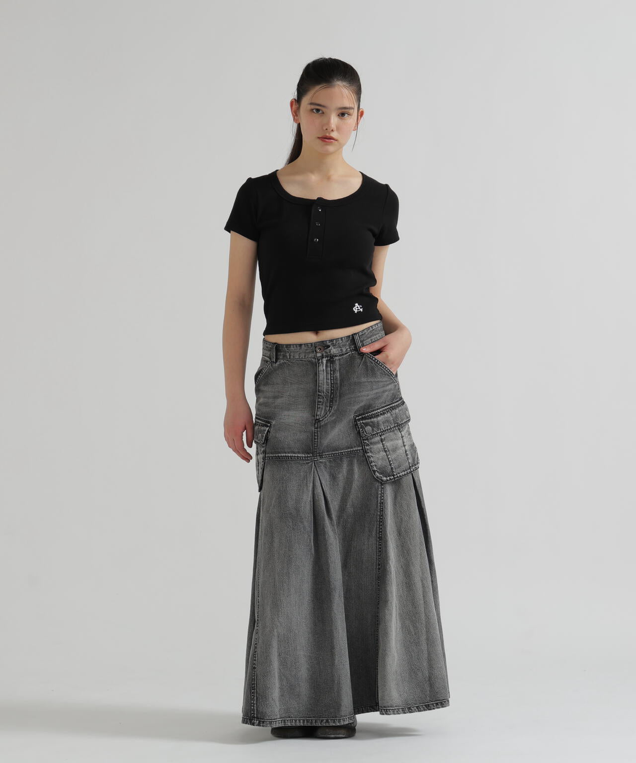 DENIM MERMAID CARGO SKIRT