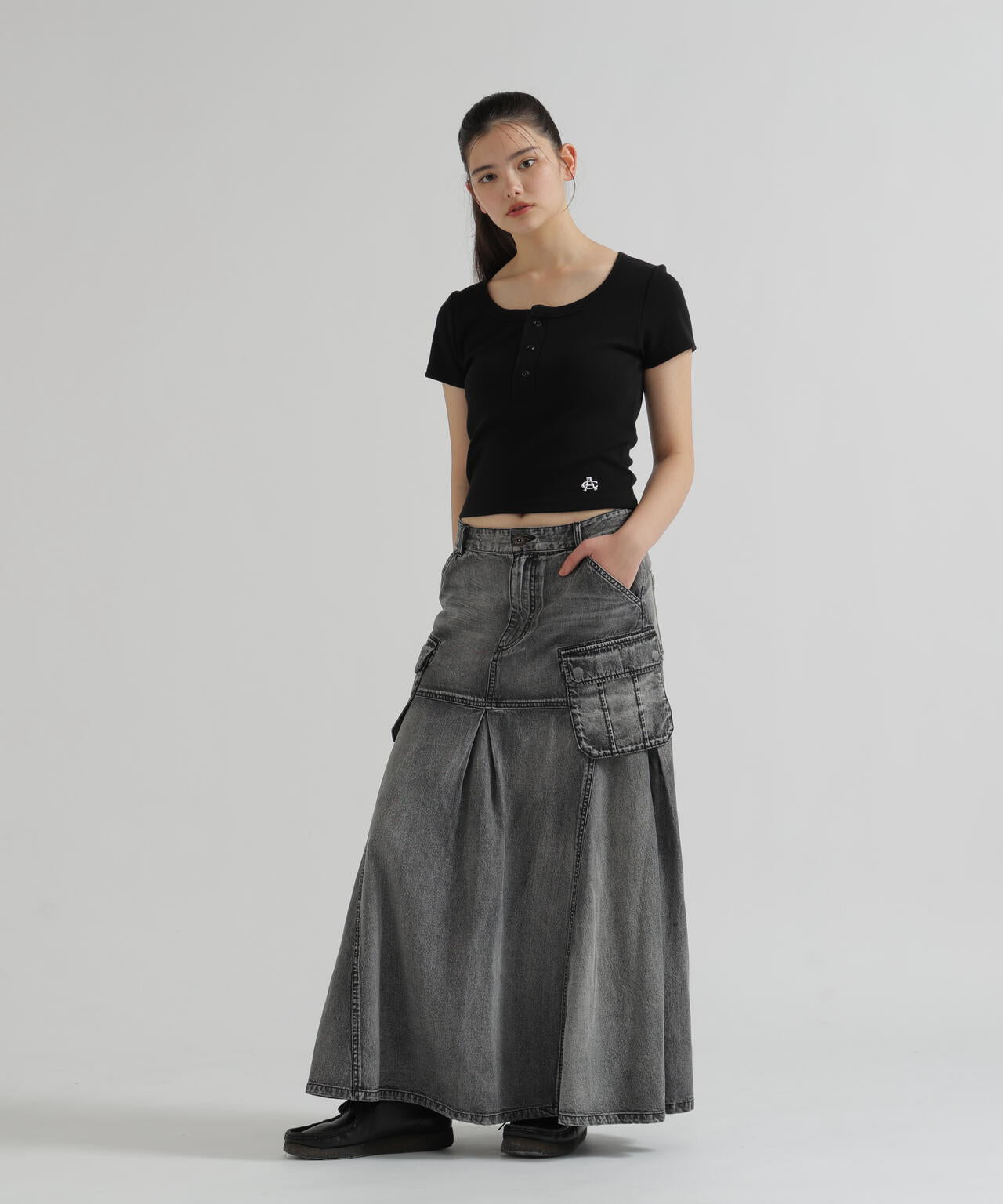 DENIM MERMAID CARGO SKIRT