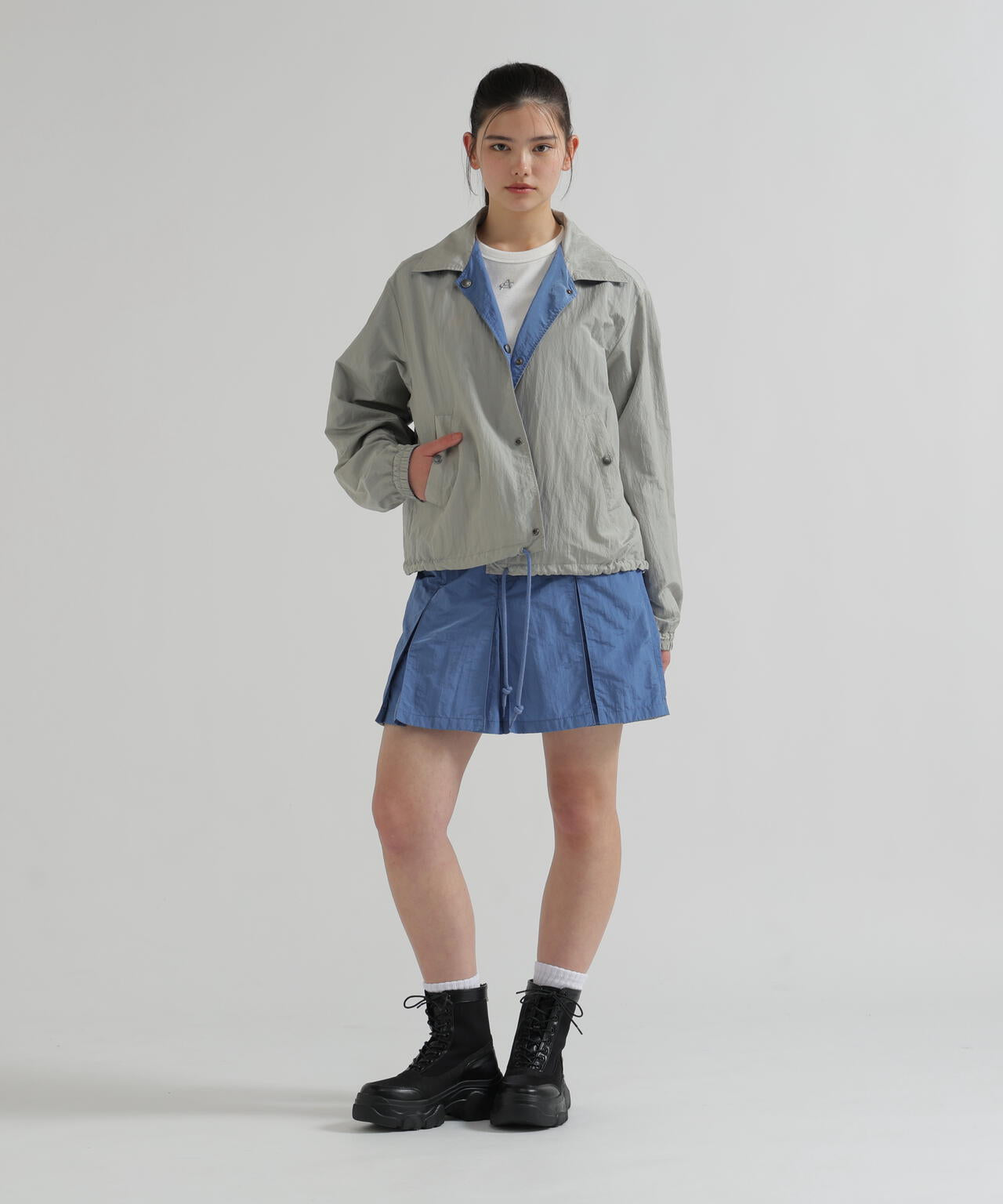 NYLON SKIRT-LIKE PLEATED SKIRT