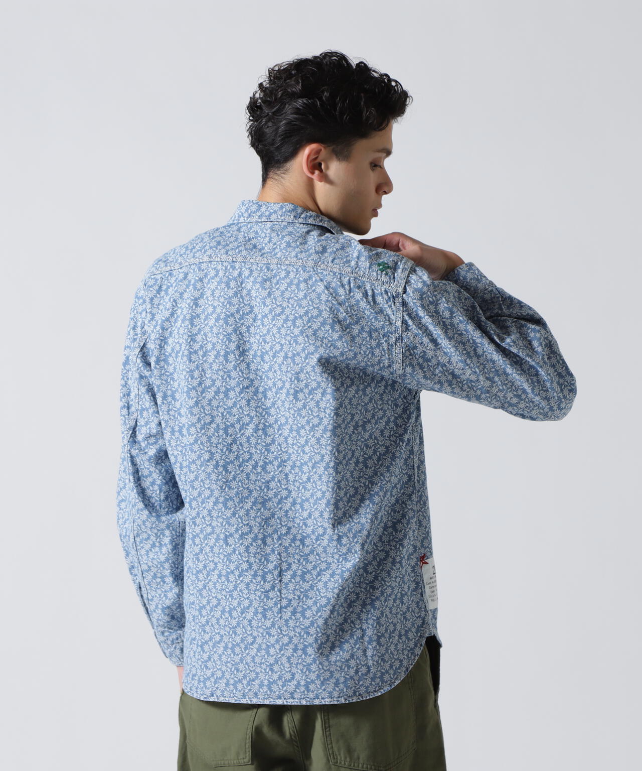 FLORAL PATTERN DENIM WORK L/S SHIRT