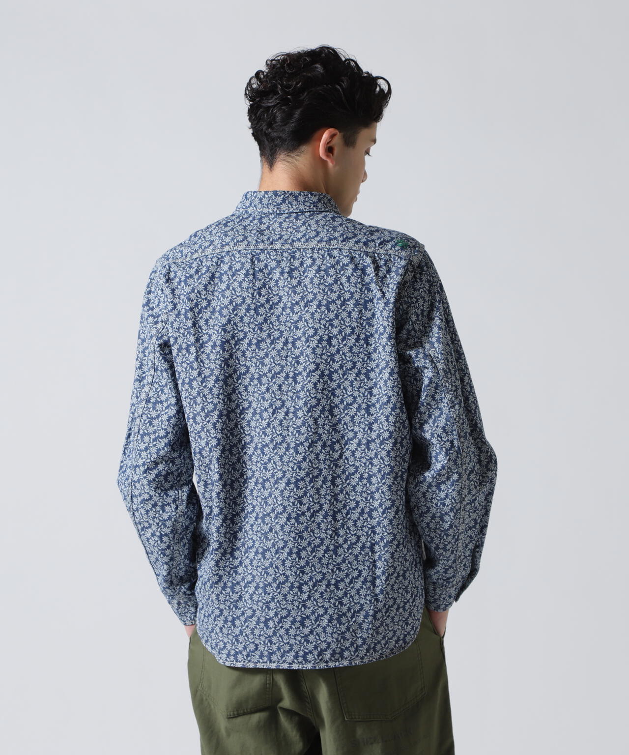 FLORAL PATTERN DENIM WORK L/S SHIRT