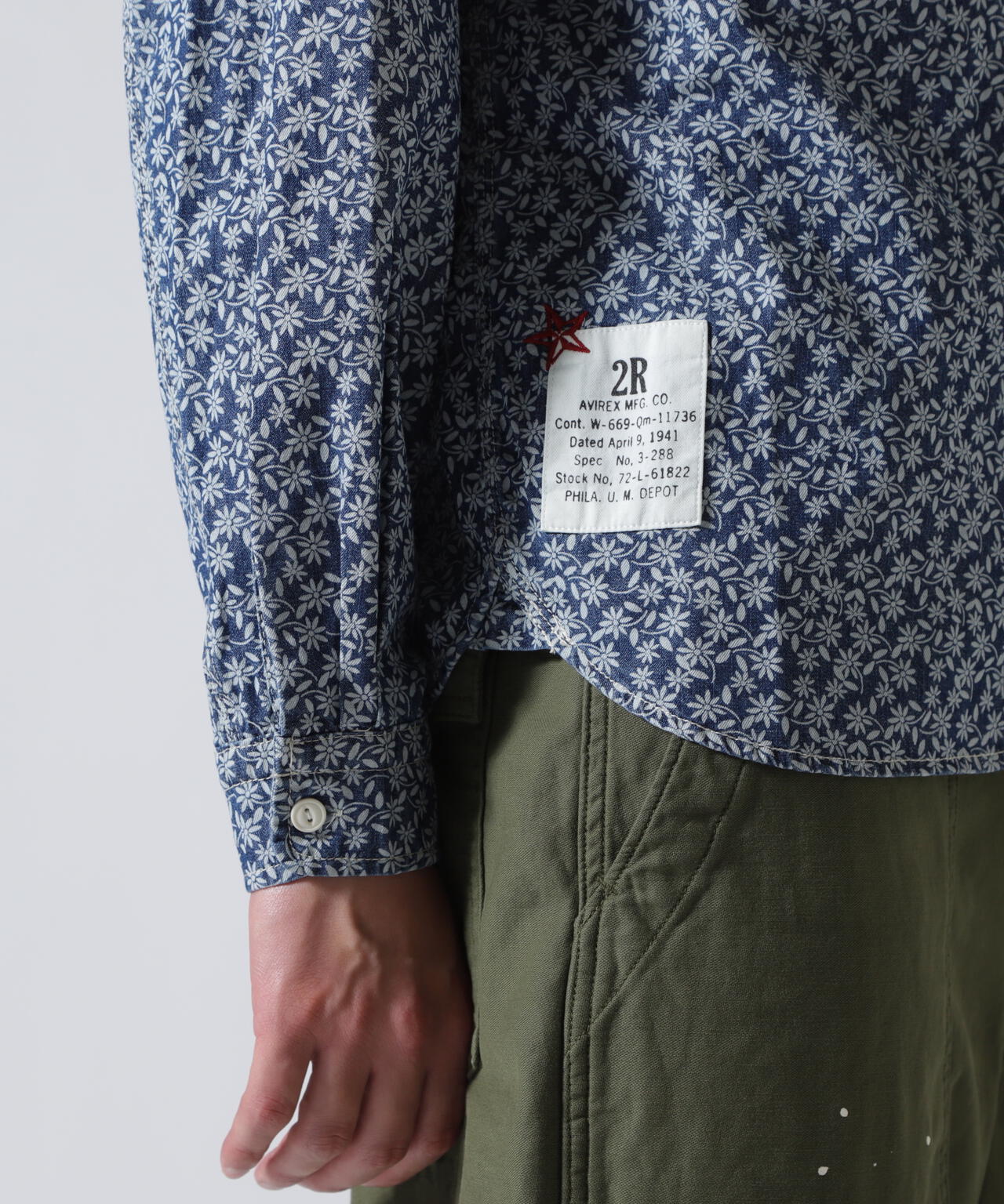 FLORAL PATTERN DENIM WORK L/S SHIRT