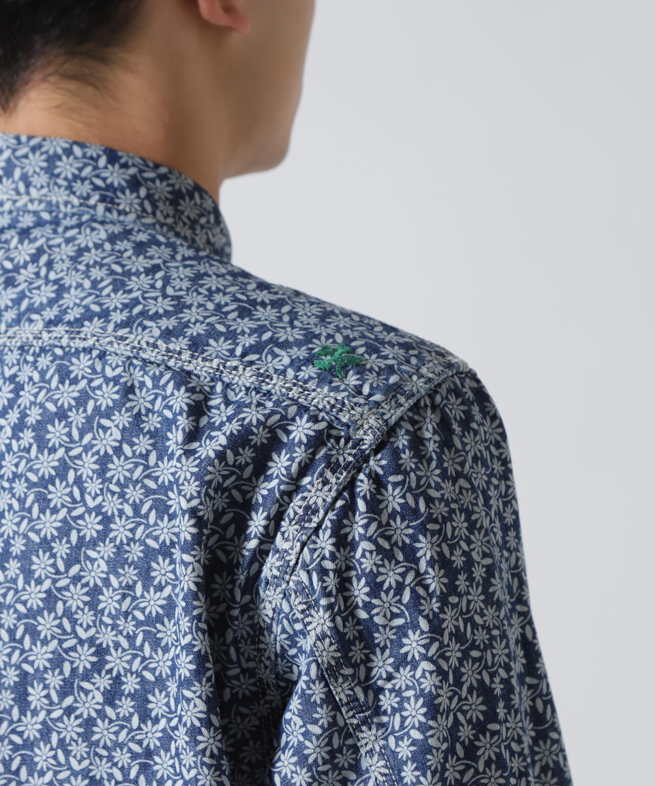 FLORAL PATTERN DENIM WORK L/S SHIRT