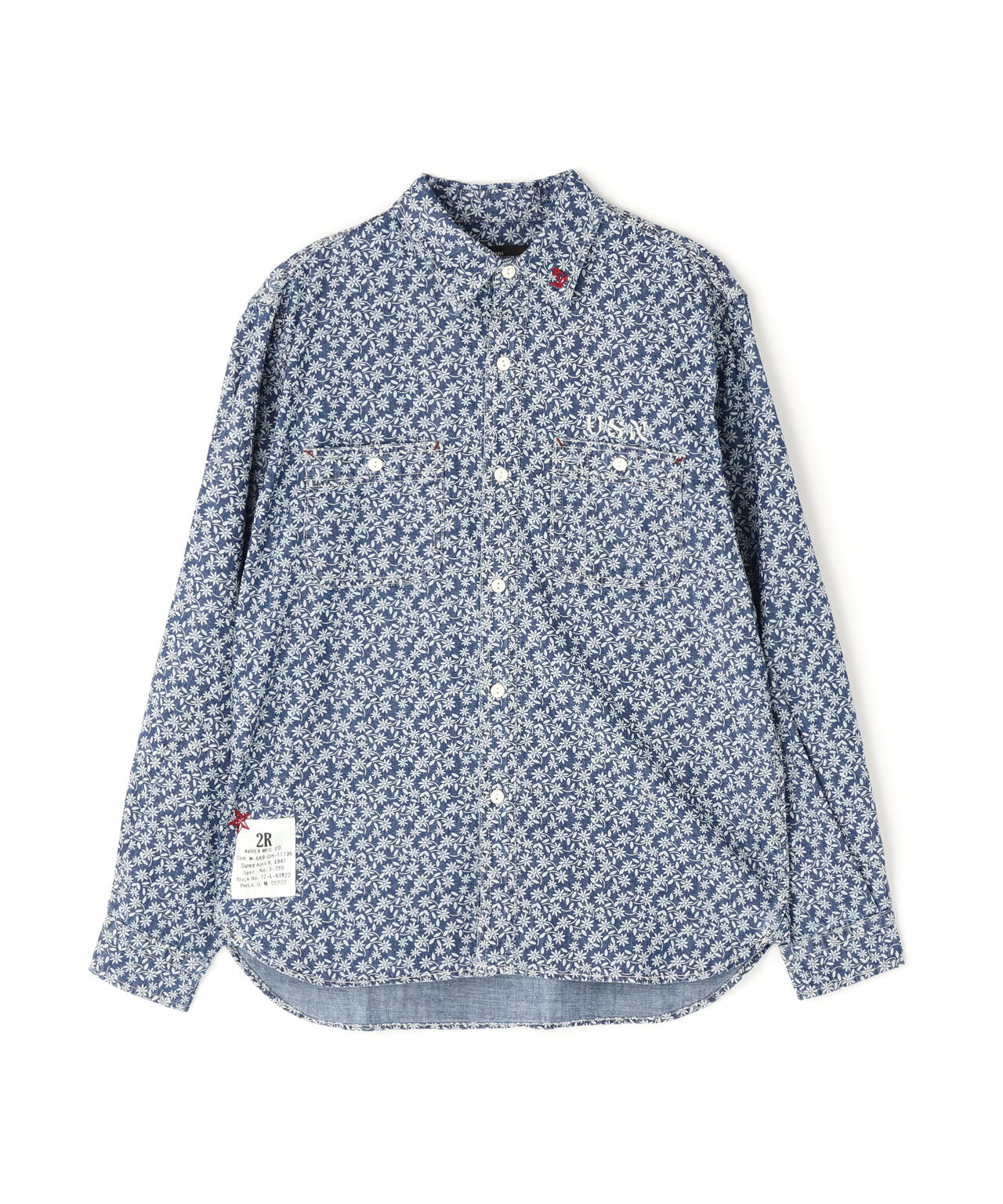 FLORAL PATTERN DENIM WORK L/S SHIRT