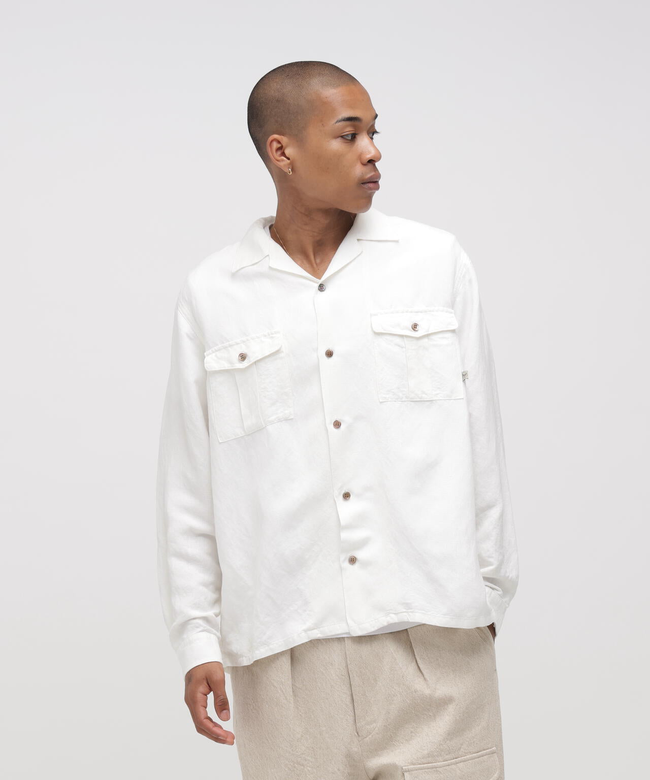 ★TFQP by HANDROOM OPEN COLLAR SHIRT ”WHITE”