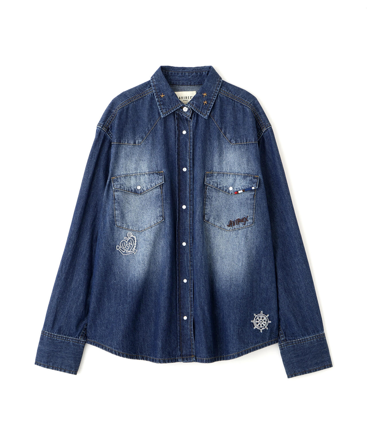 《WOMAN》DENIM SHIRT WITH GRAFFITI PRINT