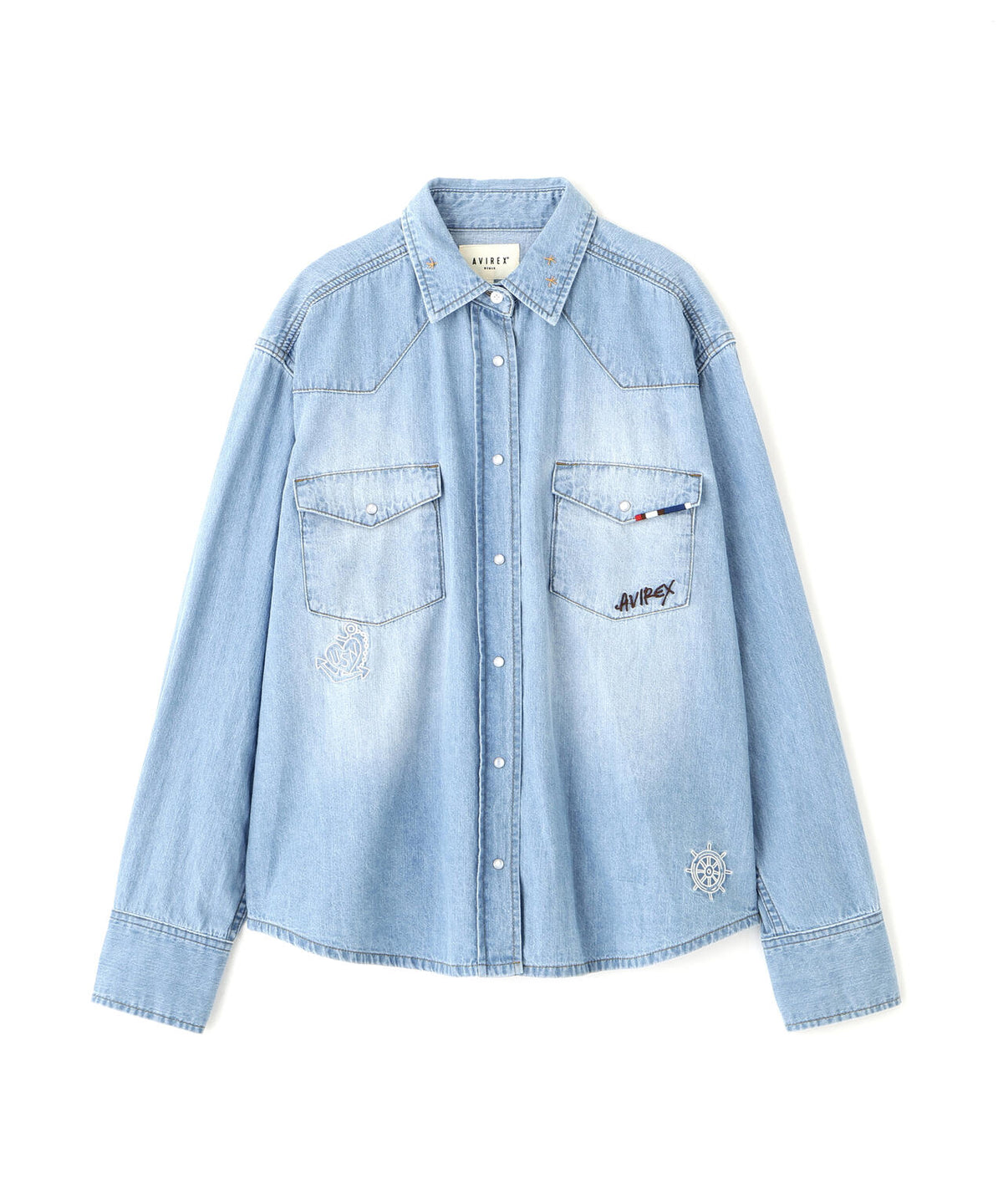 《WOMAN》DENIM SHIRT WITH GRAFFITI PRINT