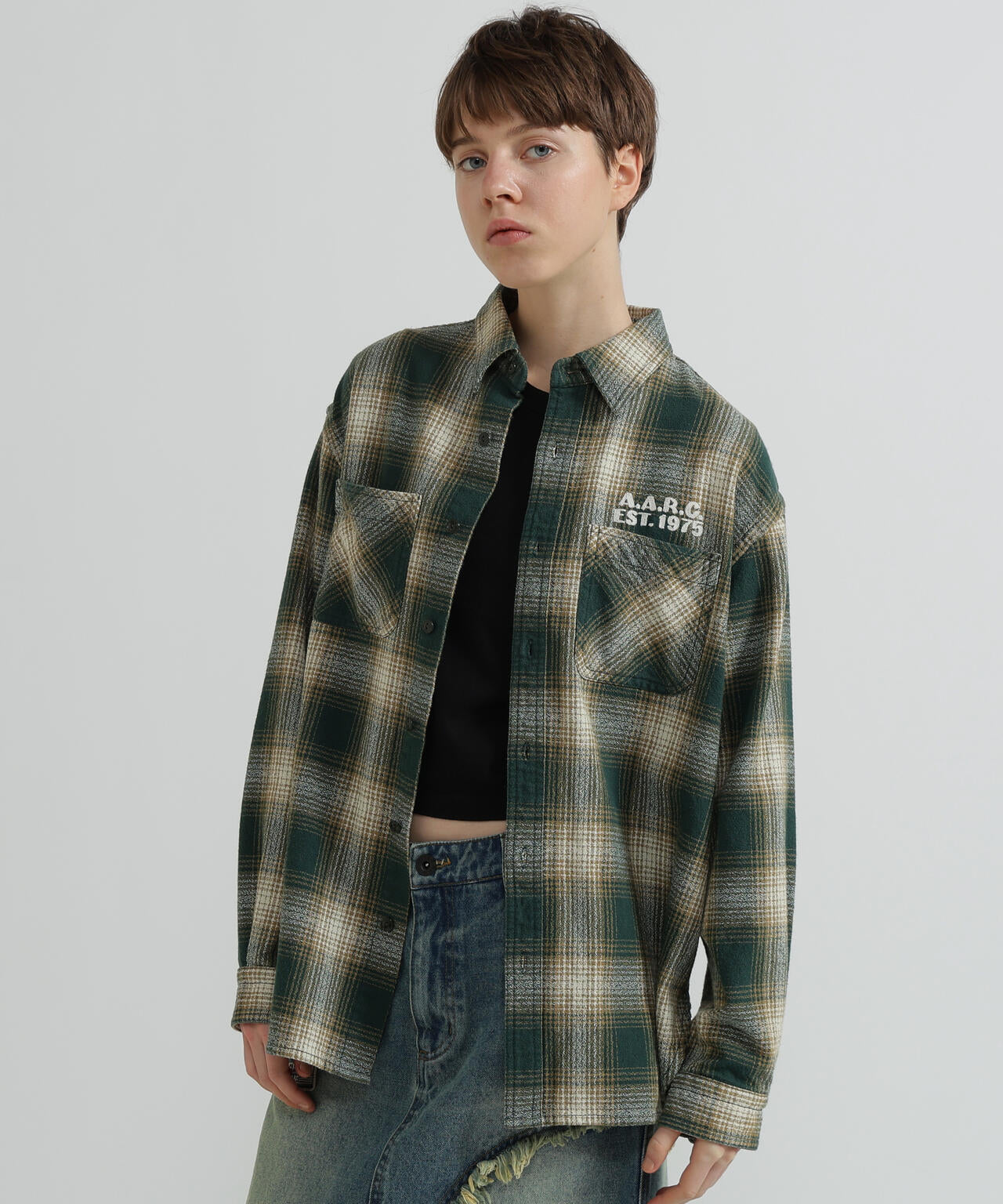 <WOMAN>OMBRE CHECK SHIRT
