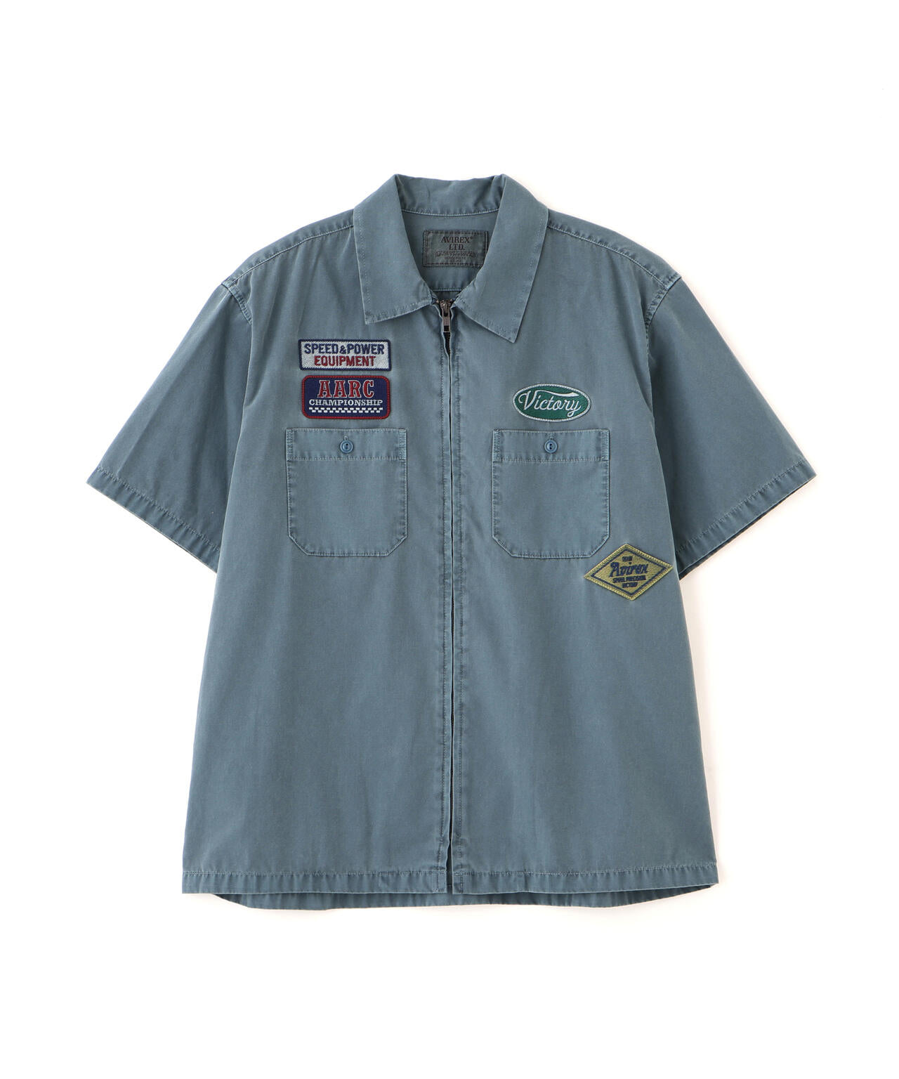 《A.A.R.C》FADED PATCHED S/S ZIP WORK SHIRT