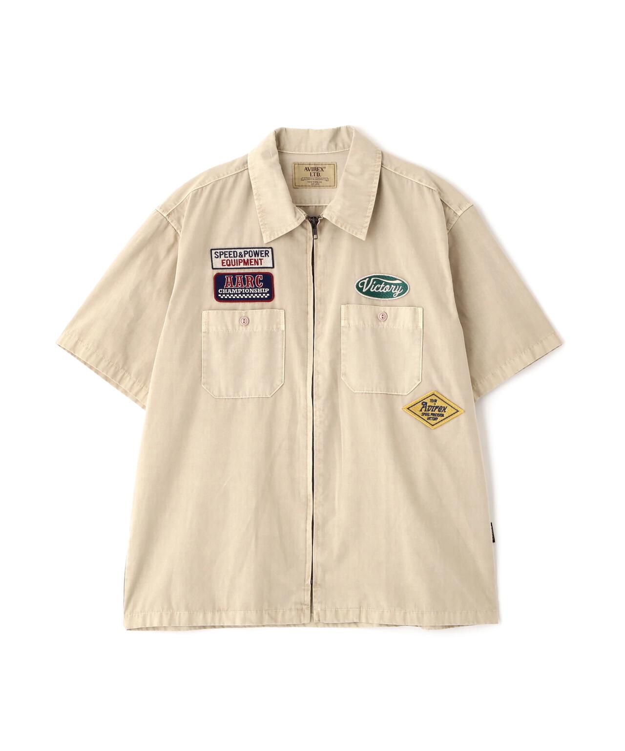 《A.A.R.C》FADED PATCHED S/S ZIP WORK SHIRT