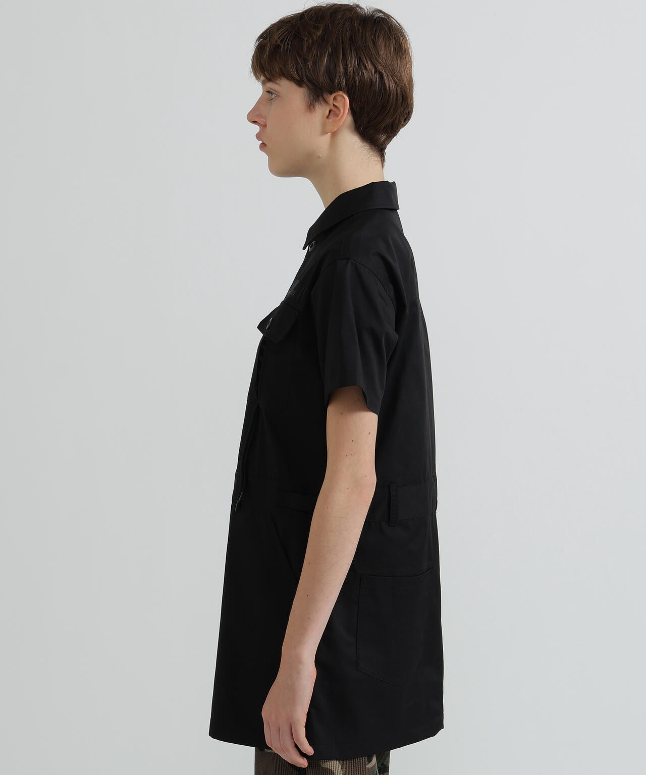 SHORT-SLEEVE MILITARY MINI SHIRT DRESS