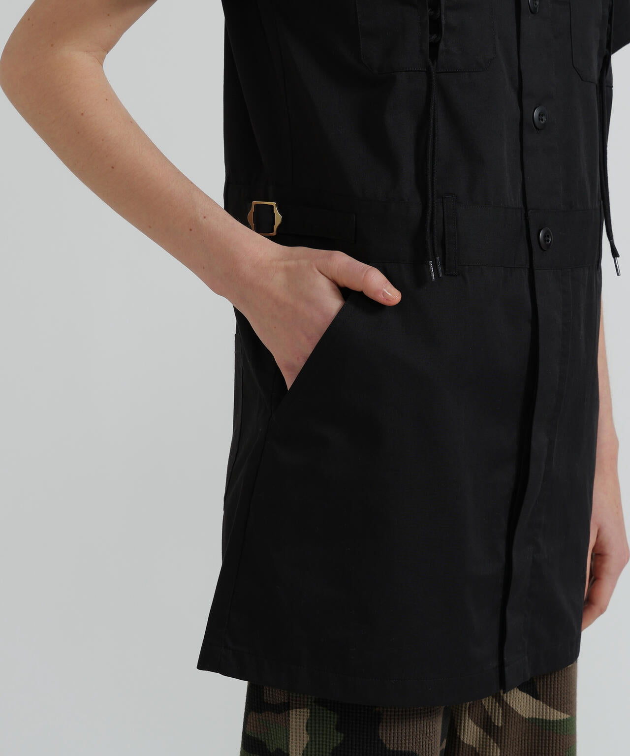 SHORT-SLEEVE MILITARY MINI SHIRT DRESS