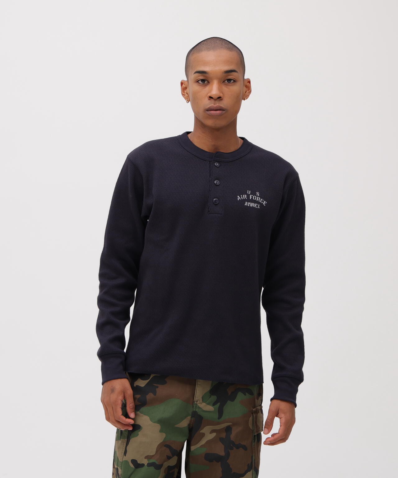 《直営店限定》HONEYCOMB HENLEY NECK L/S T-SHIRT