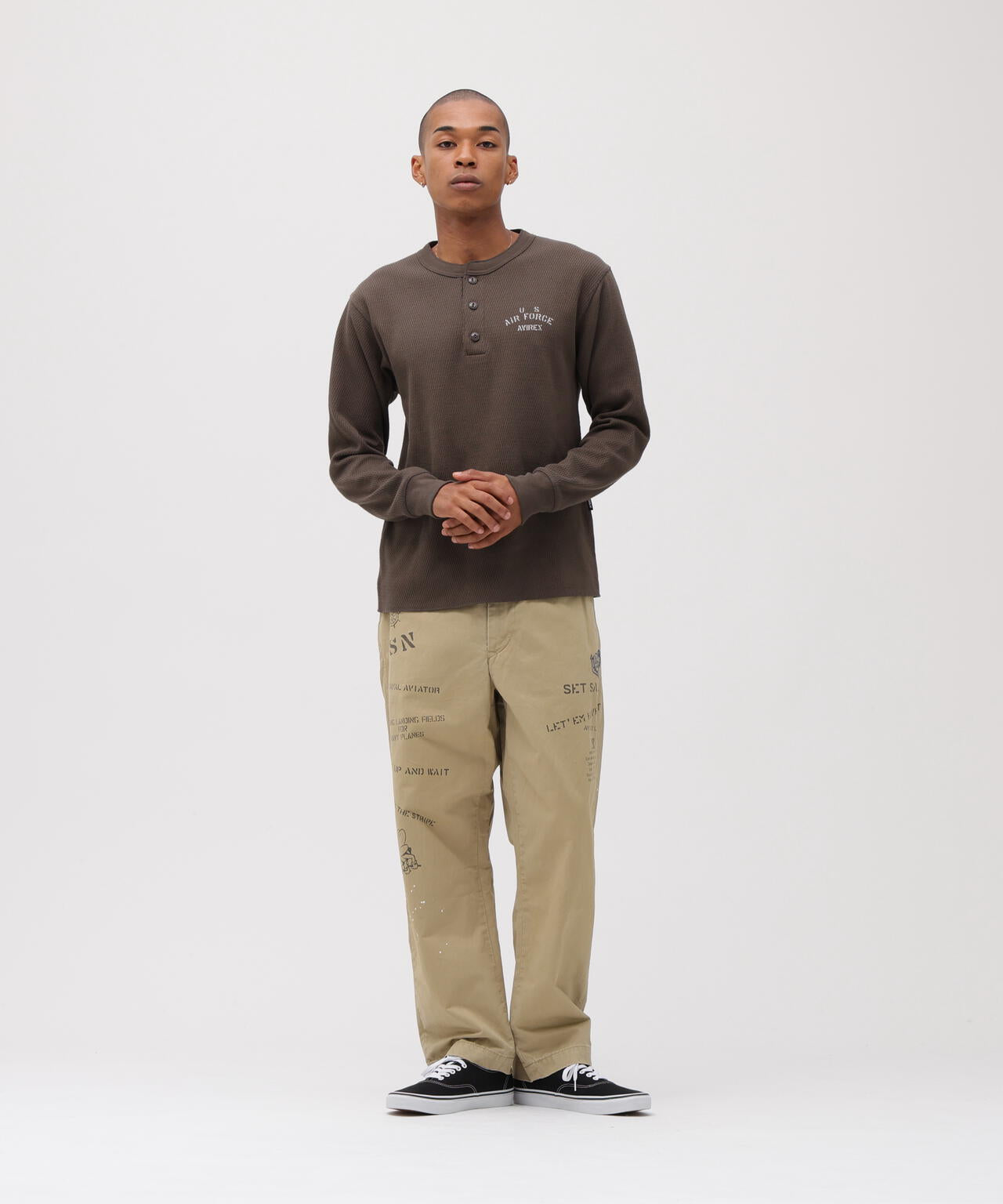 《直営店限定》HONEYCOMB HENLEY NECK L/S T-SHIRT