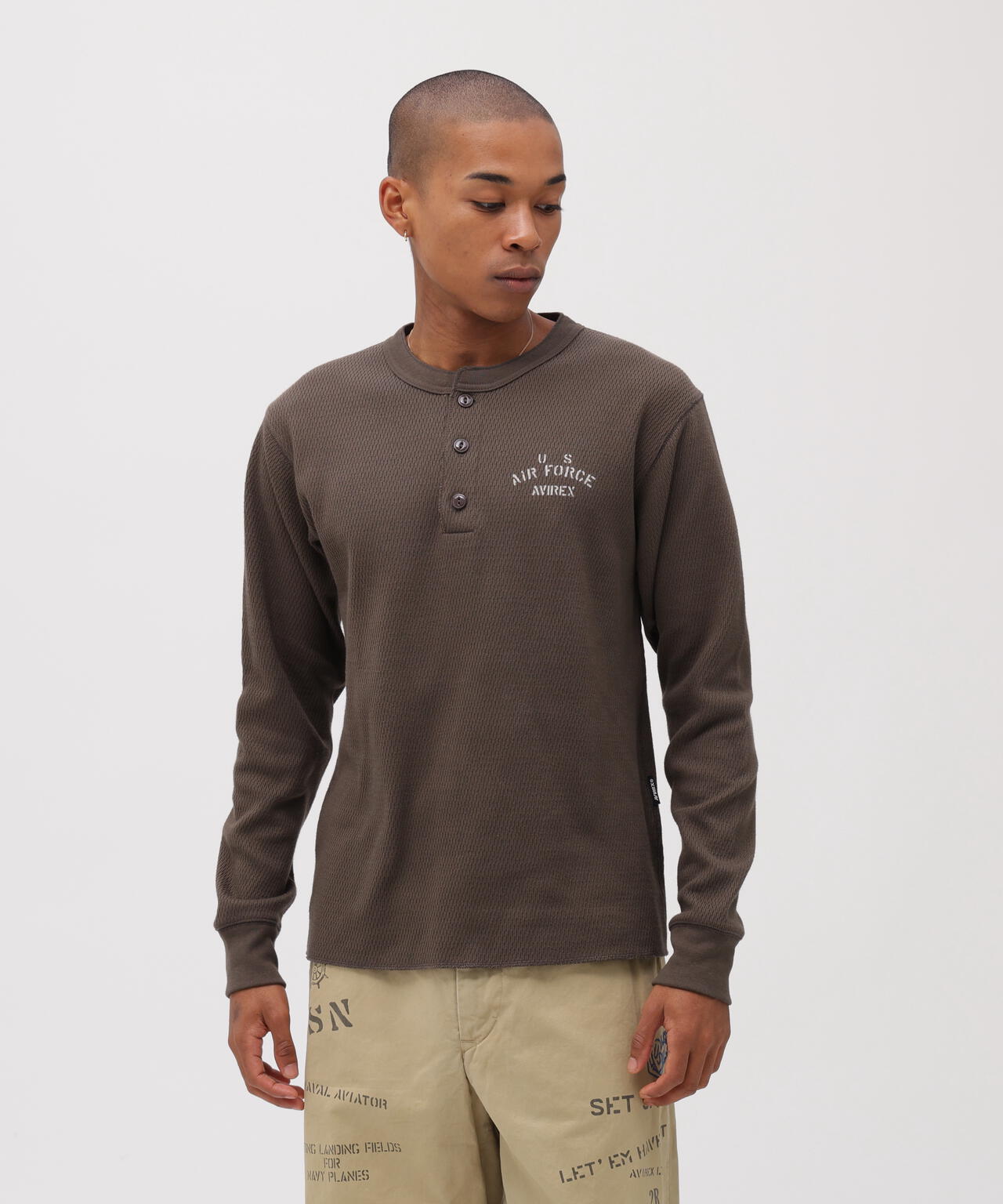 《直営店限定》HONEYCOMB HENLEY NECK L/S T-SHIRT