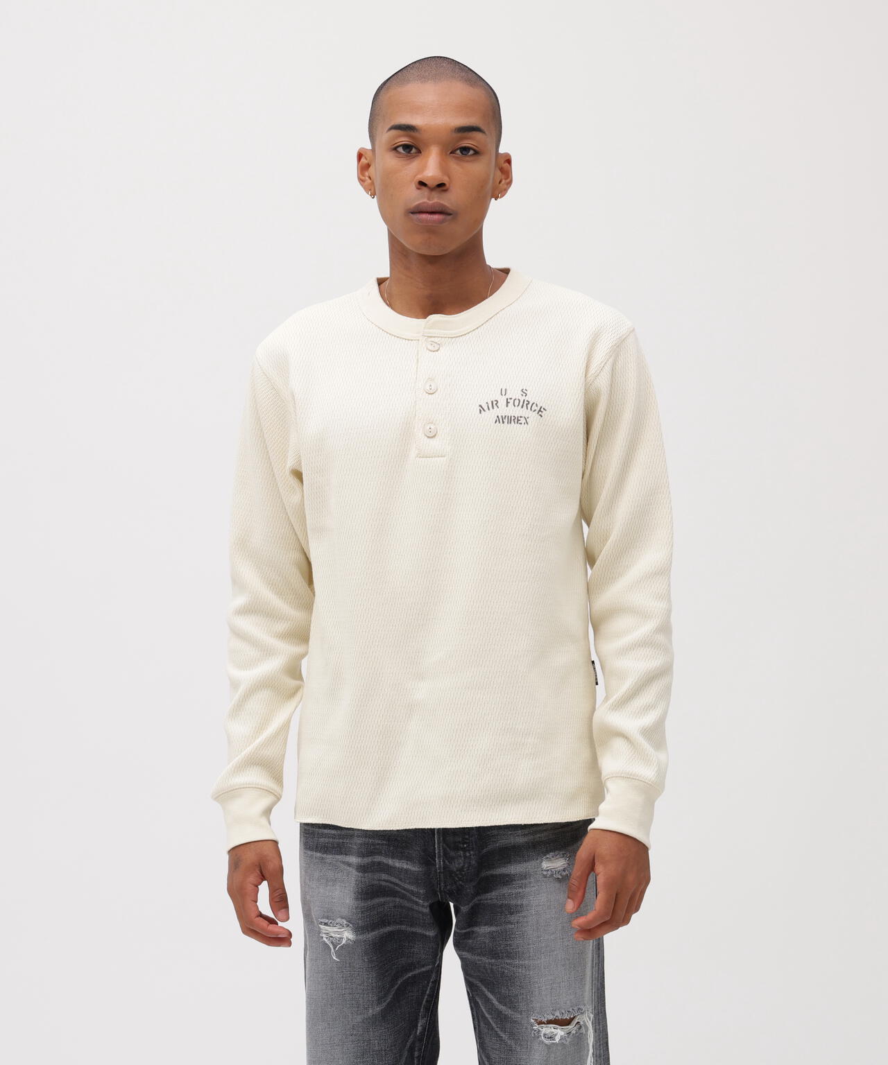 《直営店限定》HONEYCOMB HENLEY NECK L/S T-SHIRT