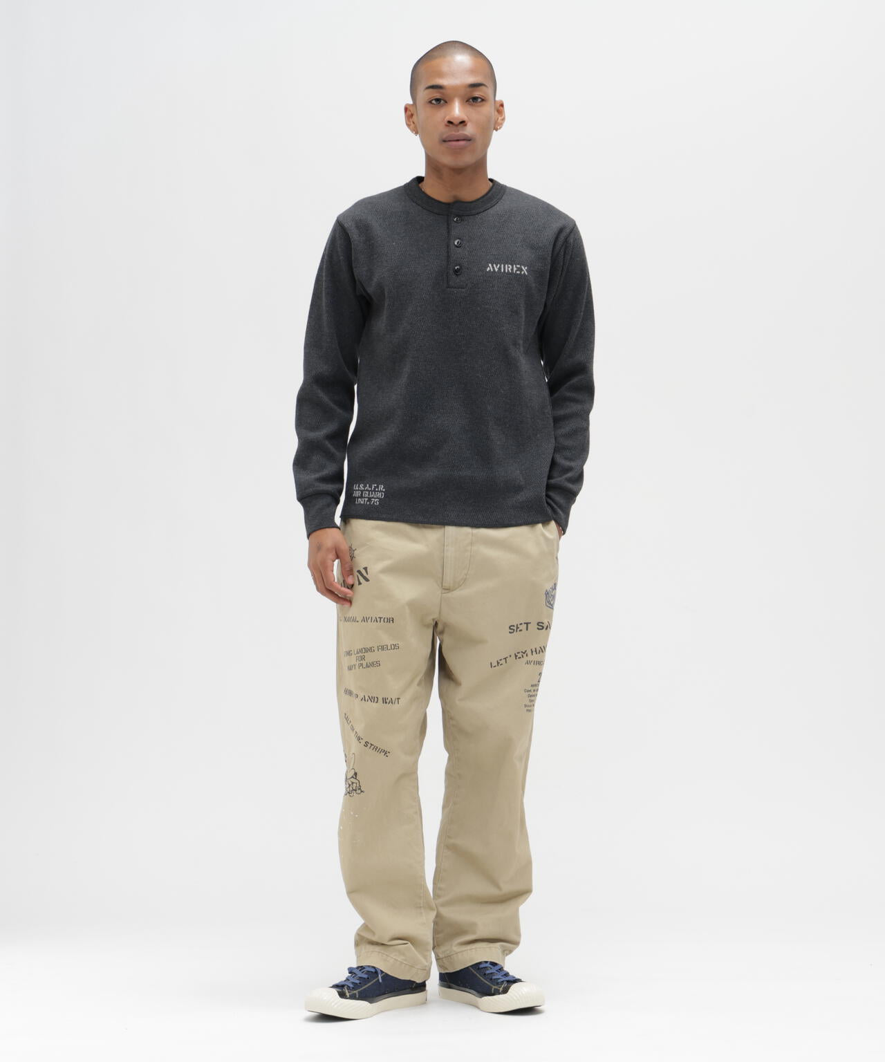 《WEB&DEPOT限定》STENCIL HONEYCOMB HENRY NECK L/S T-SHIRT