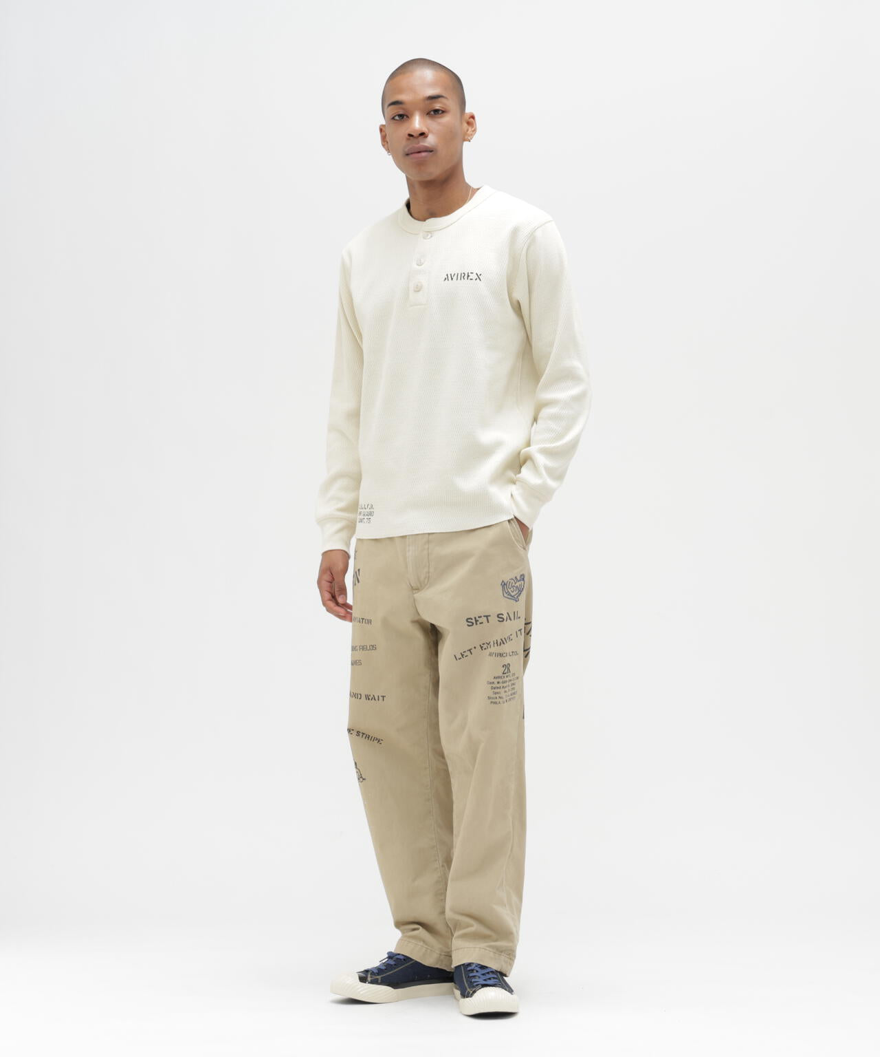 《WEB&DEPOT限定》STENCIL HONEYCOMB HENRY NECK L/S T-SHIRT