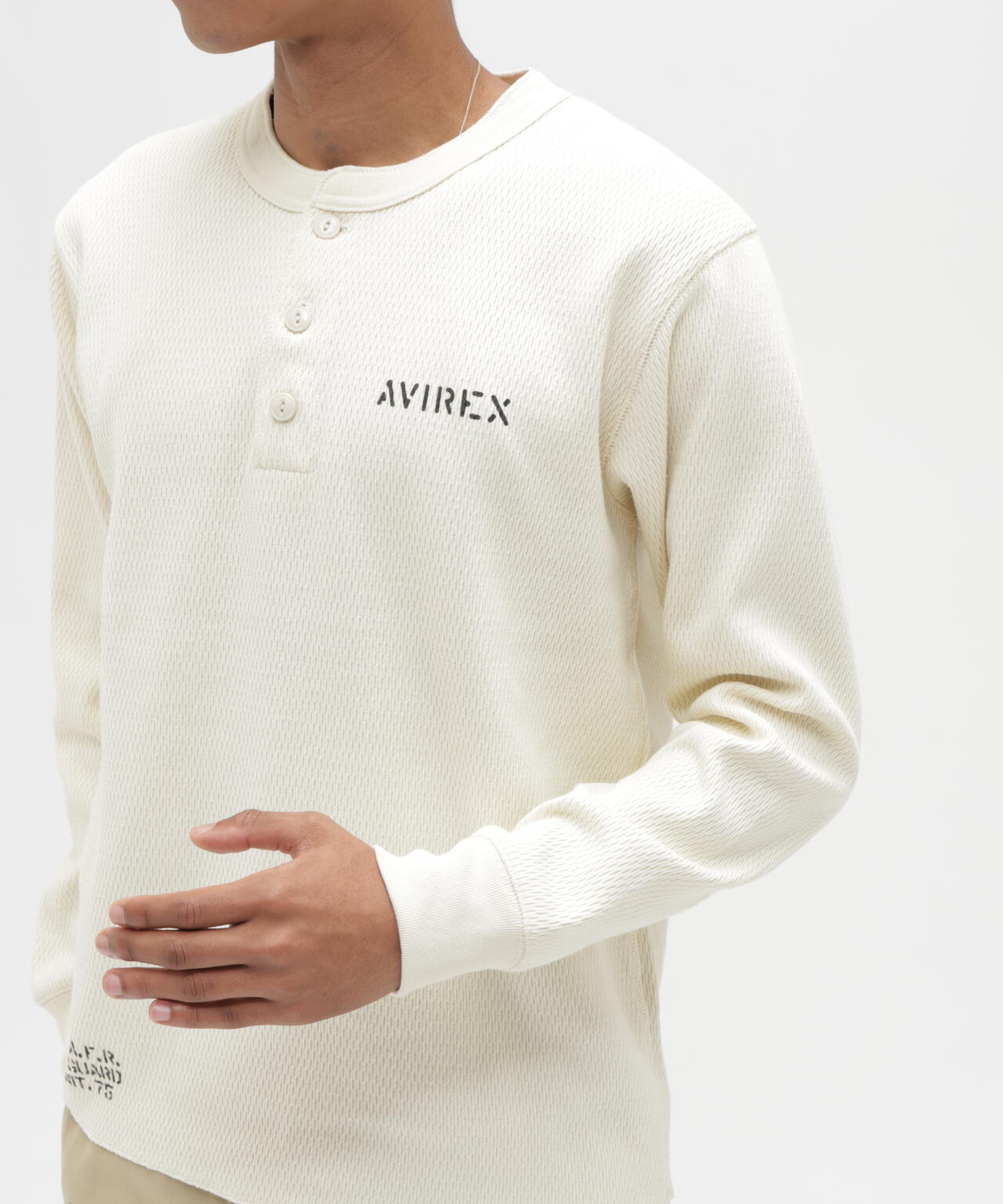 《WEB&DEPOT限定》STENCIL HONEYCOMB HENRY NECK L/S T-SHIRT