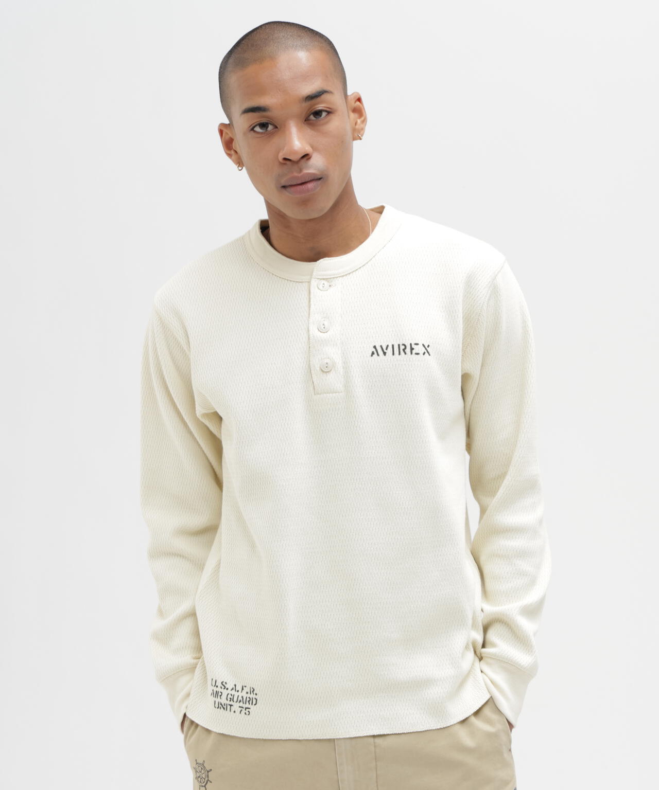 《WEB&DEPOT限定》STENCIL HONEYCOMB HENRY NECK L/S T-SHIRT