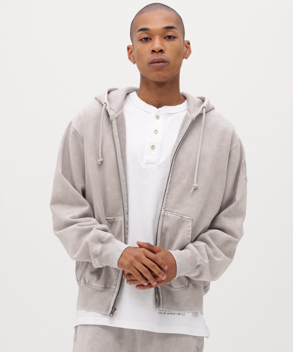 ACID WASH ZIP UP HOODIE
