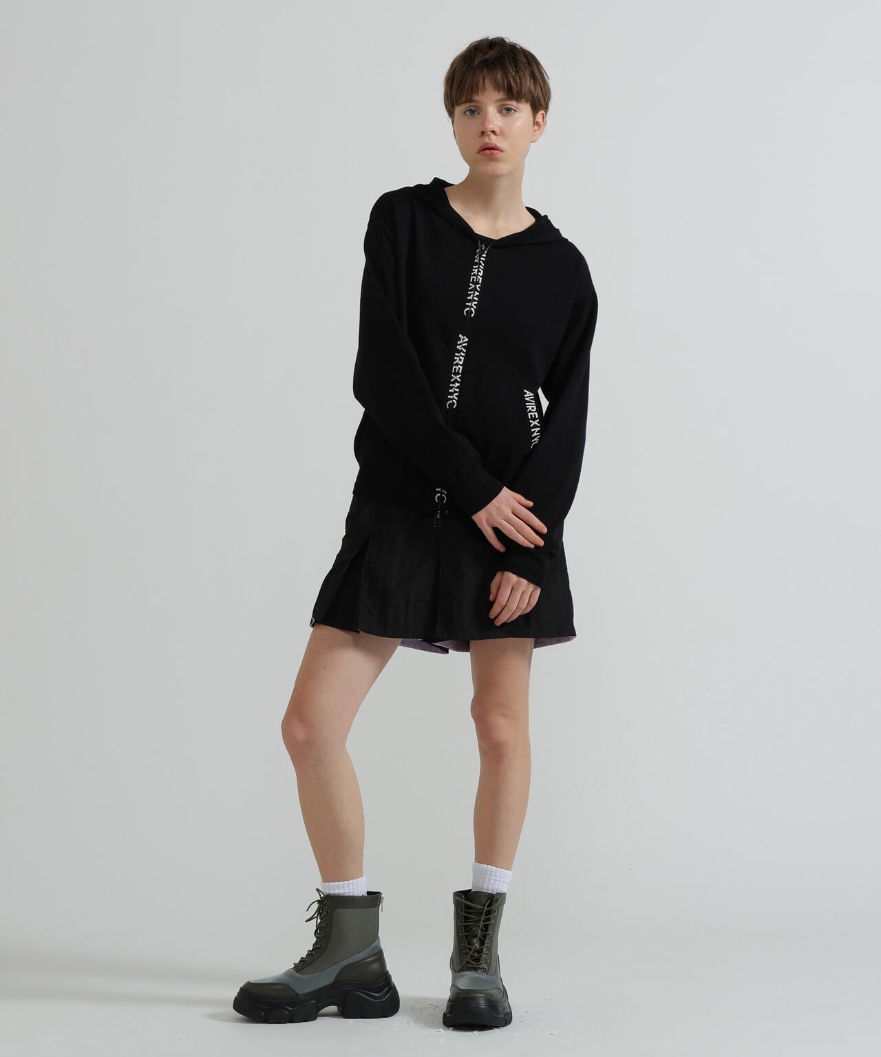 《WOMAN》SWEAT LOOK KNIT HOODIE