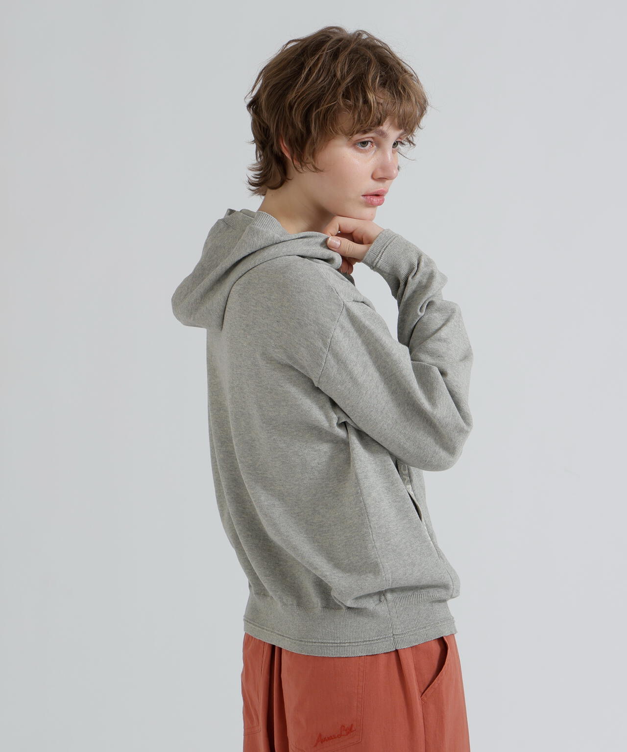 《WOMAN》SWEAT LOOK KNIT HOODIE